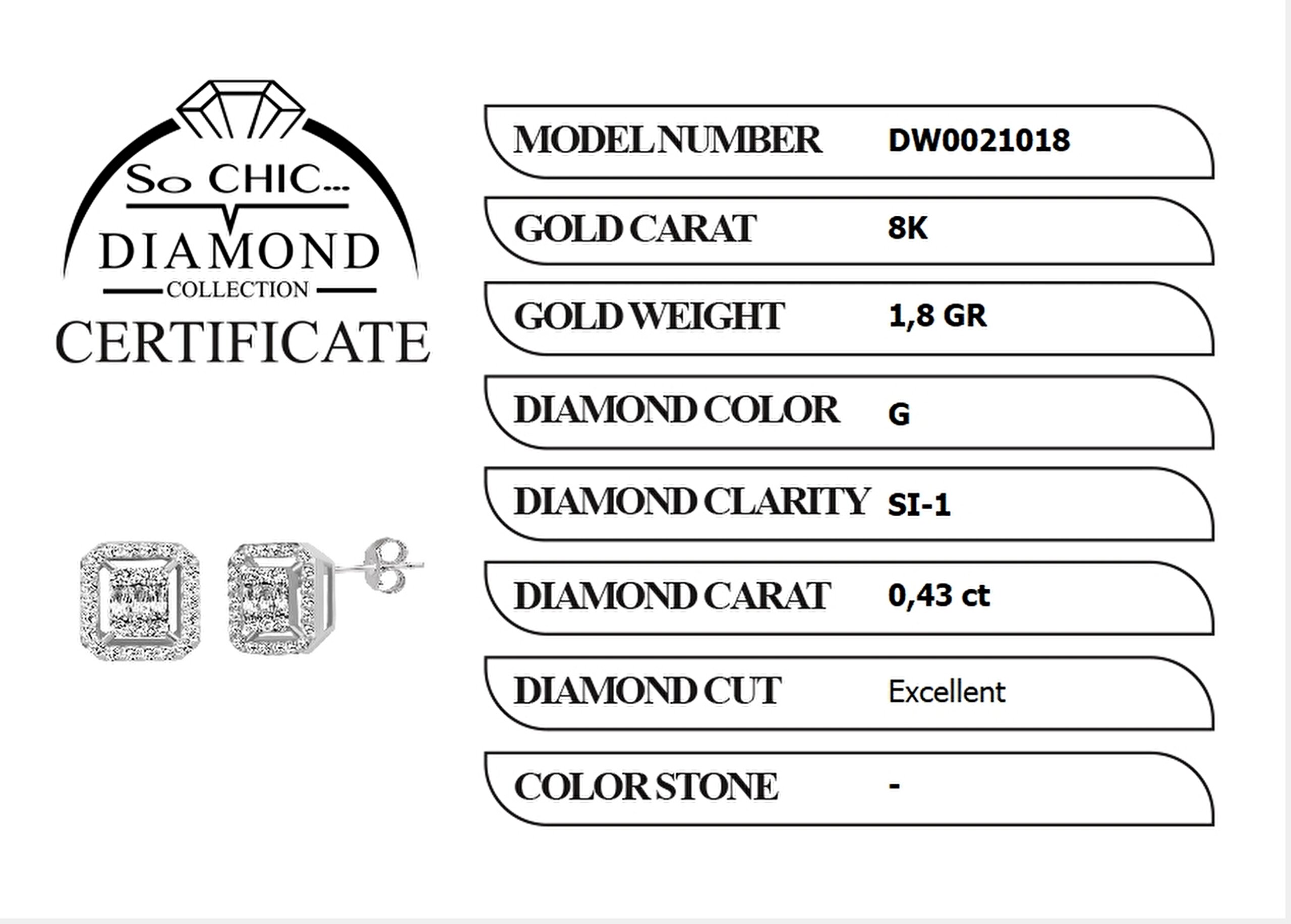⁠ Diamond Collection Beyaz Altın 0.43 Karat Pırlanta Baget Küpe_1}