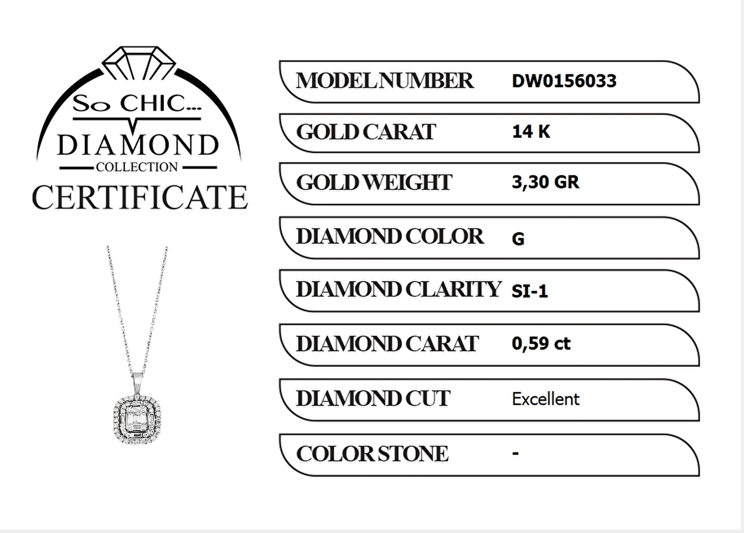 ⁠ Diamond Collection 14 K Beyaz Altın 0.59 Karat Pırlanta Baget Kolye_1}