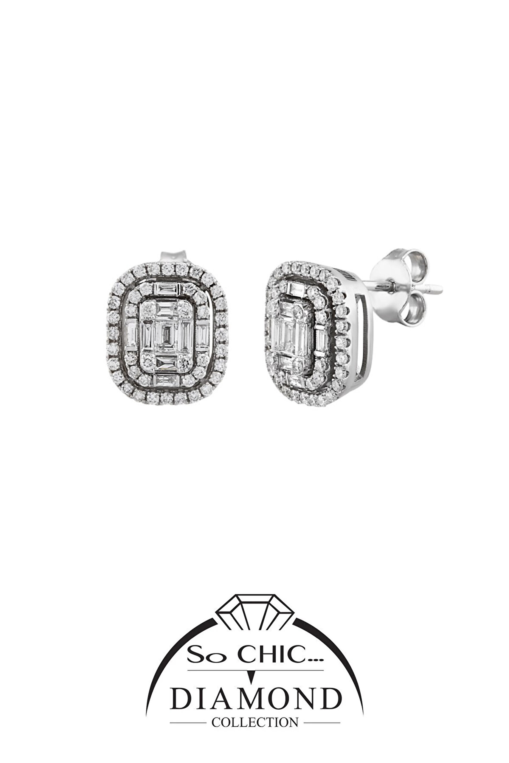 ⁠ Diamond Collection Beyaz Altın 0.59 Karat Pırlanta Küpe_0}