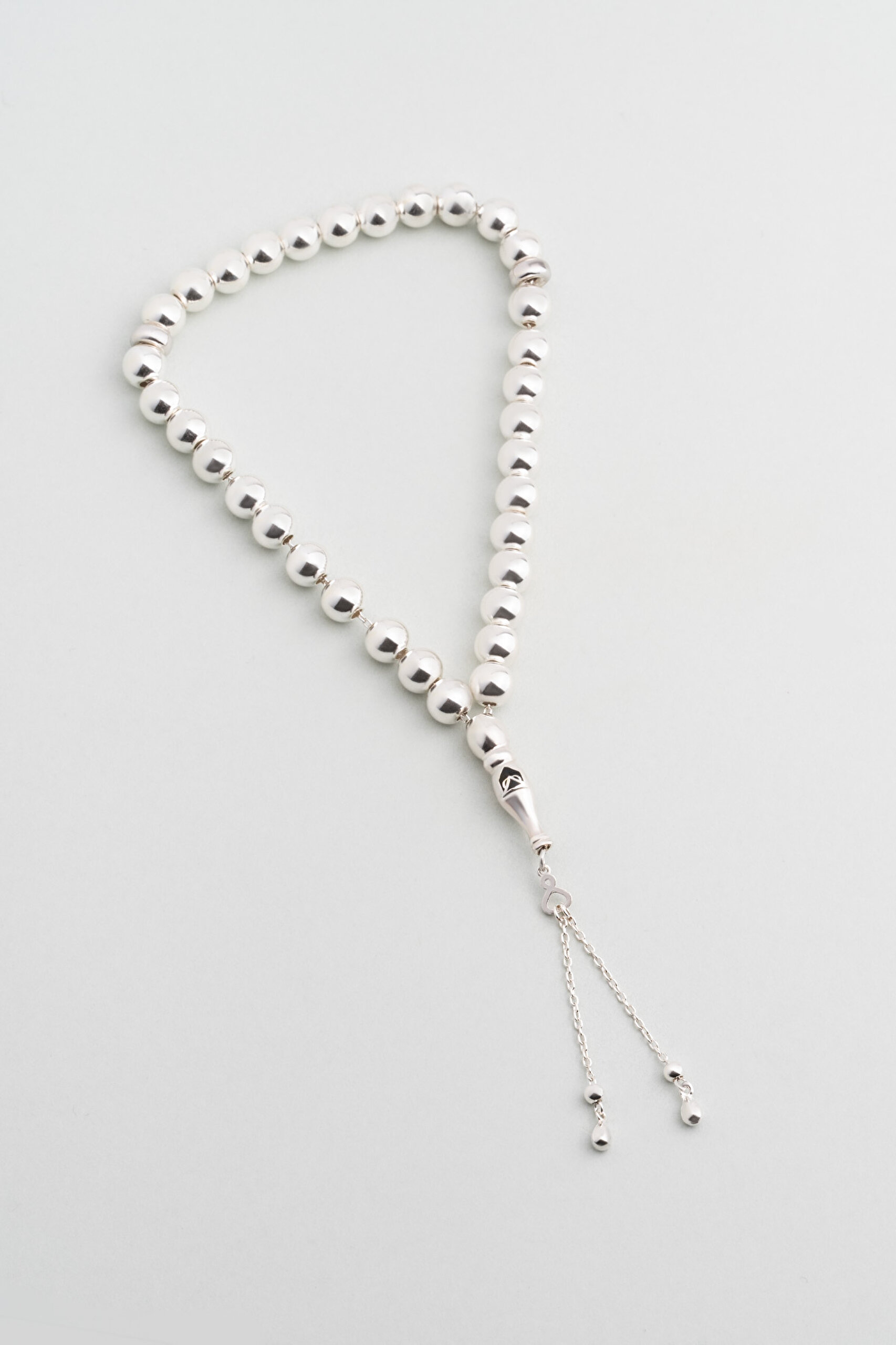 ⁠ Modern Tasarım 18 Cm Gümüş Tesbih_0}