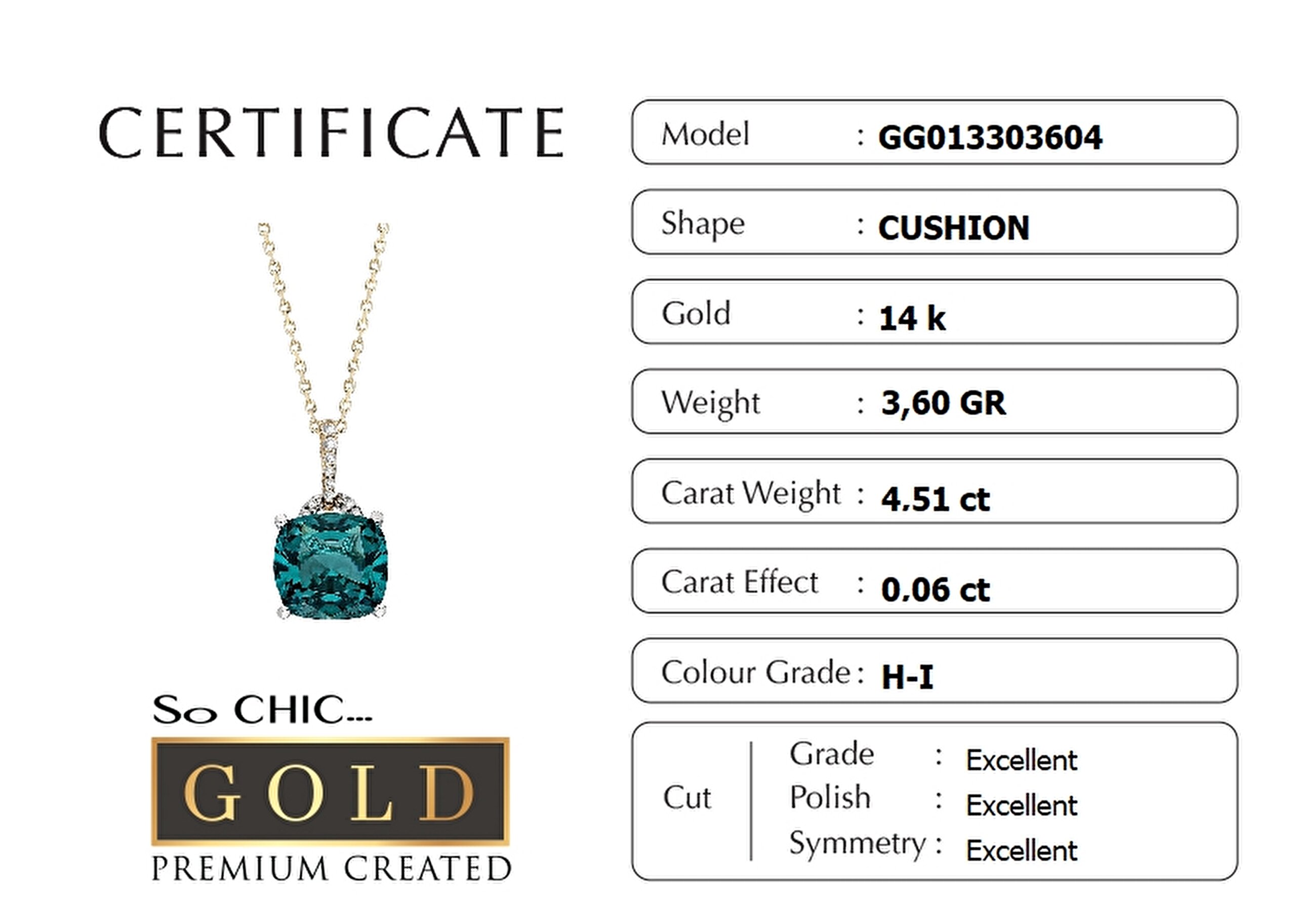 ⁠ Created Paraiba Taşlı Clarit Serisi 14 Ayar Sarı Altın Kolye _2}