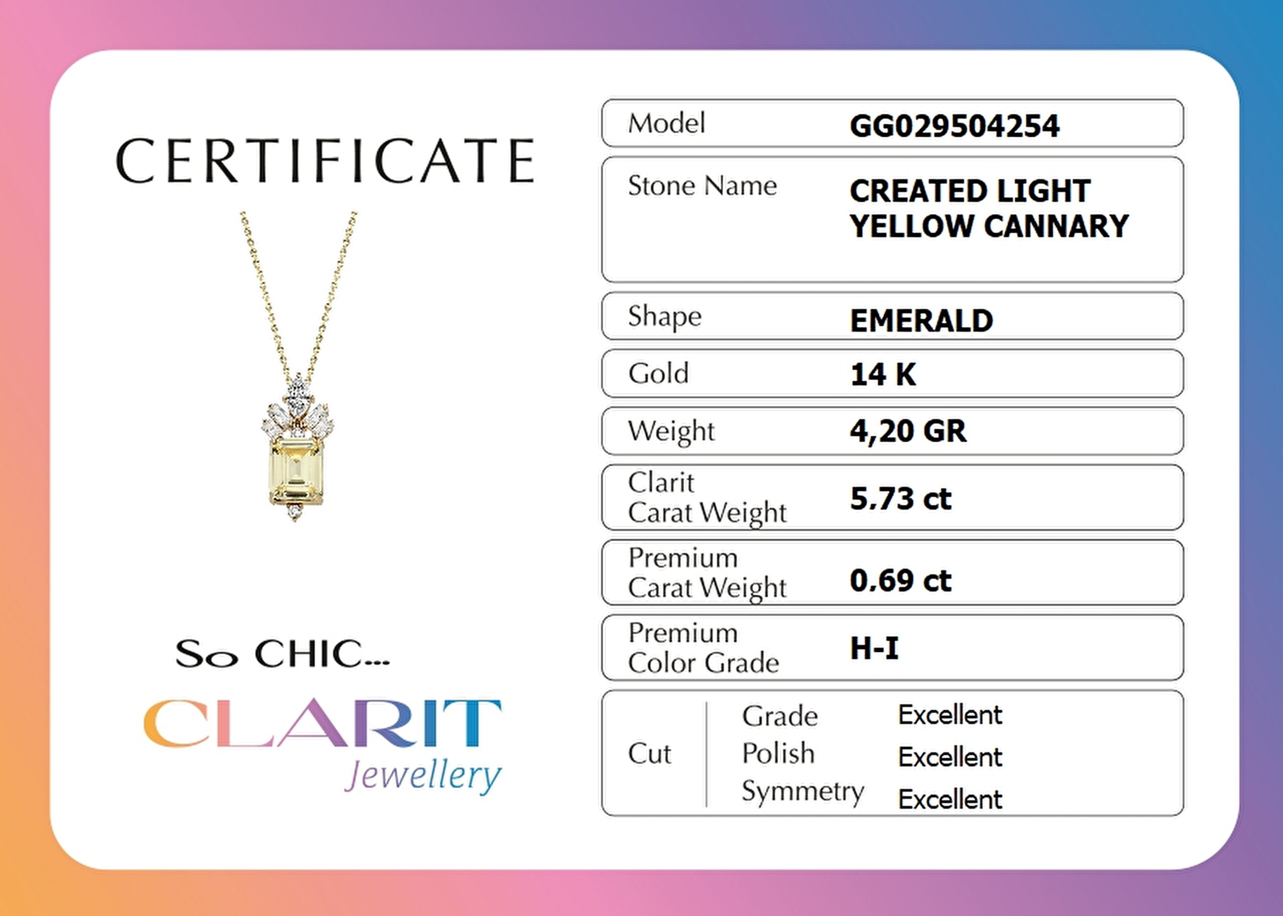 ⁠ Created Light Yellow Canary Taşlı Clarit Serisi 14 Ayar Sarı Altın Kolye _3}