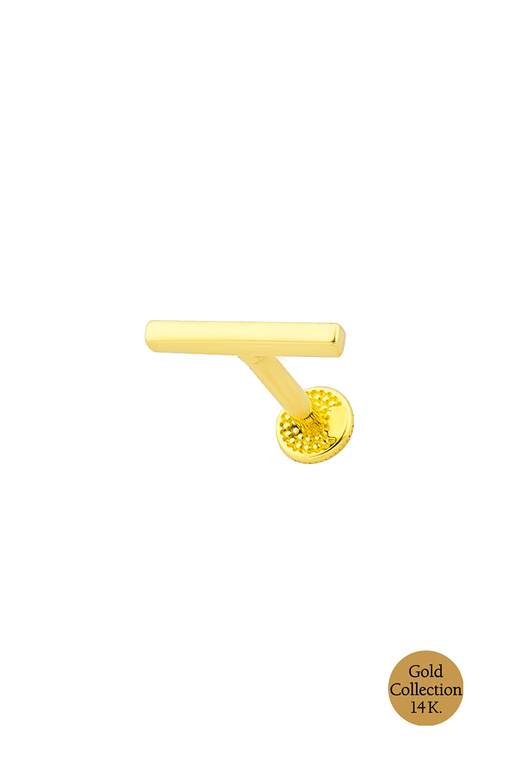 ⁠ Minimal Altın Serisi 14 Ayar Sarı Altın Minimal Tragus Piercing_1}