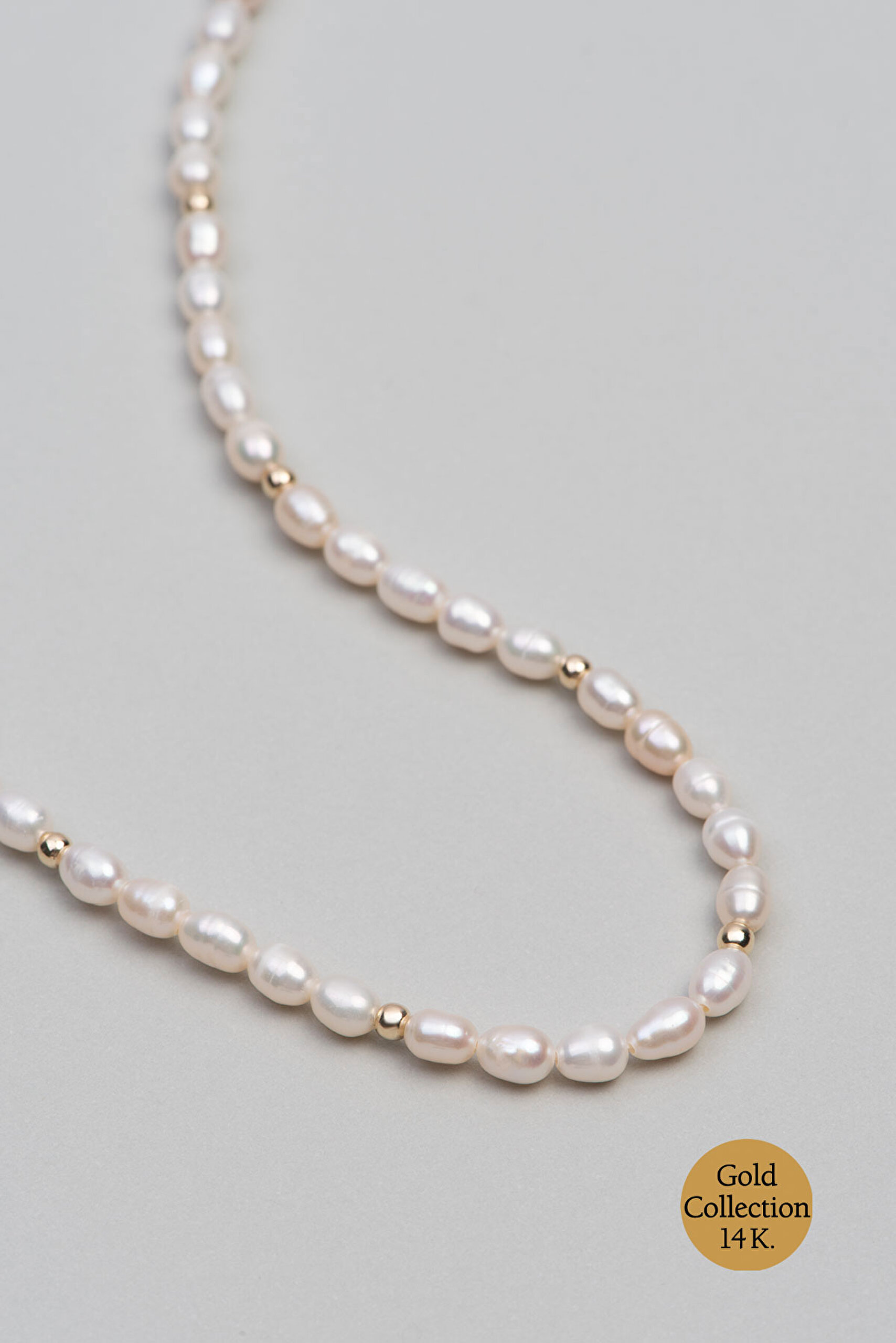 ⁠ Doğal İnci Taşlı 14 Ayar Altın Kolye_1}