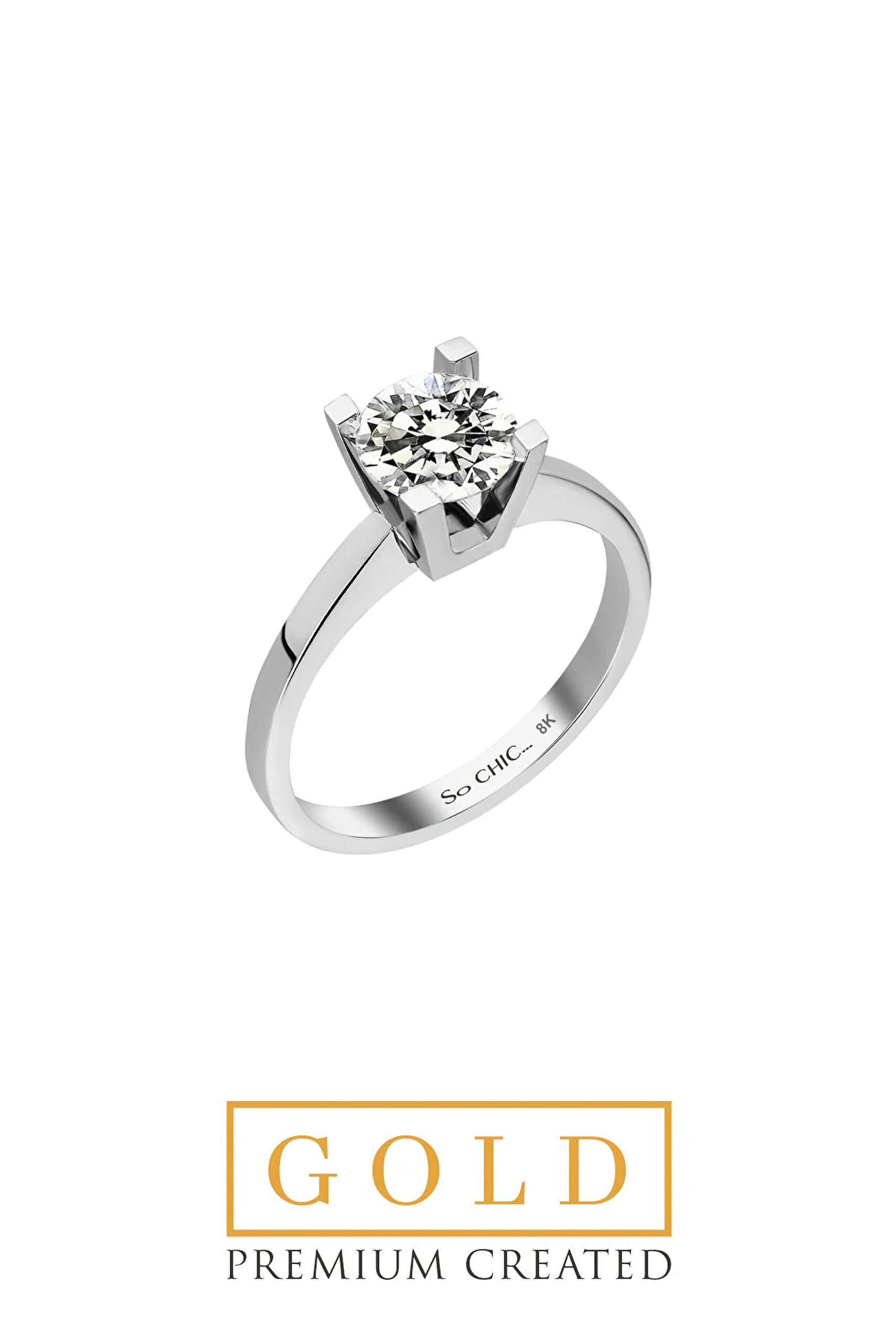 ⁠ Beyaz Altın Sertifikalı Premium Created Taşlı 2.00 CT Effect Tektaş Yüzük
_0}