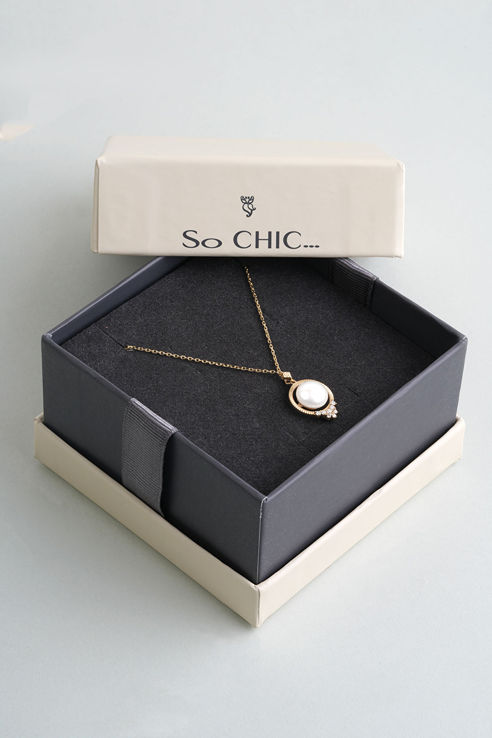 ⁠ Diamond Collection 14 K Sarı Altın 0,10 Karat Pırlanta Doğal İnci Kolye_5}