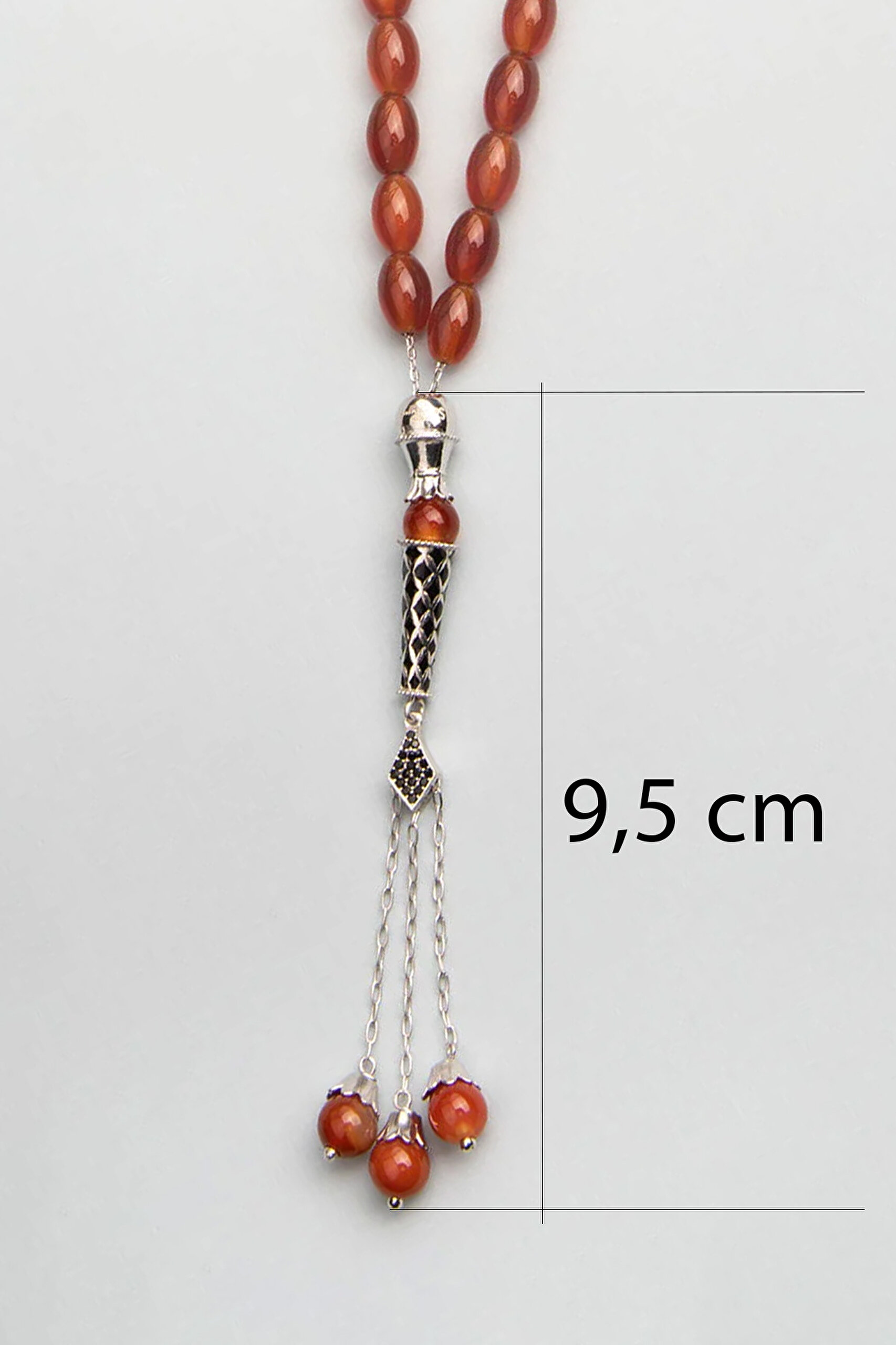 ⁠ Doğal Akik Taşlı  Gümüş 24 Cm Tesbih_2}