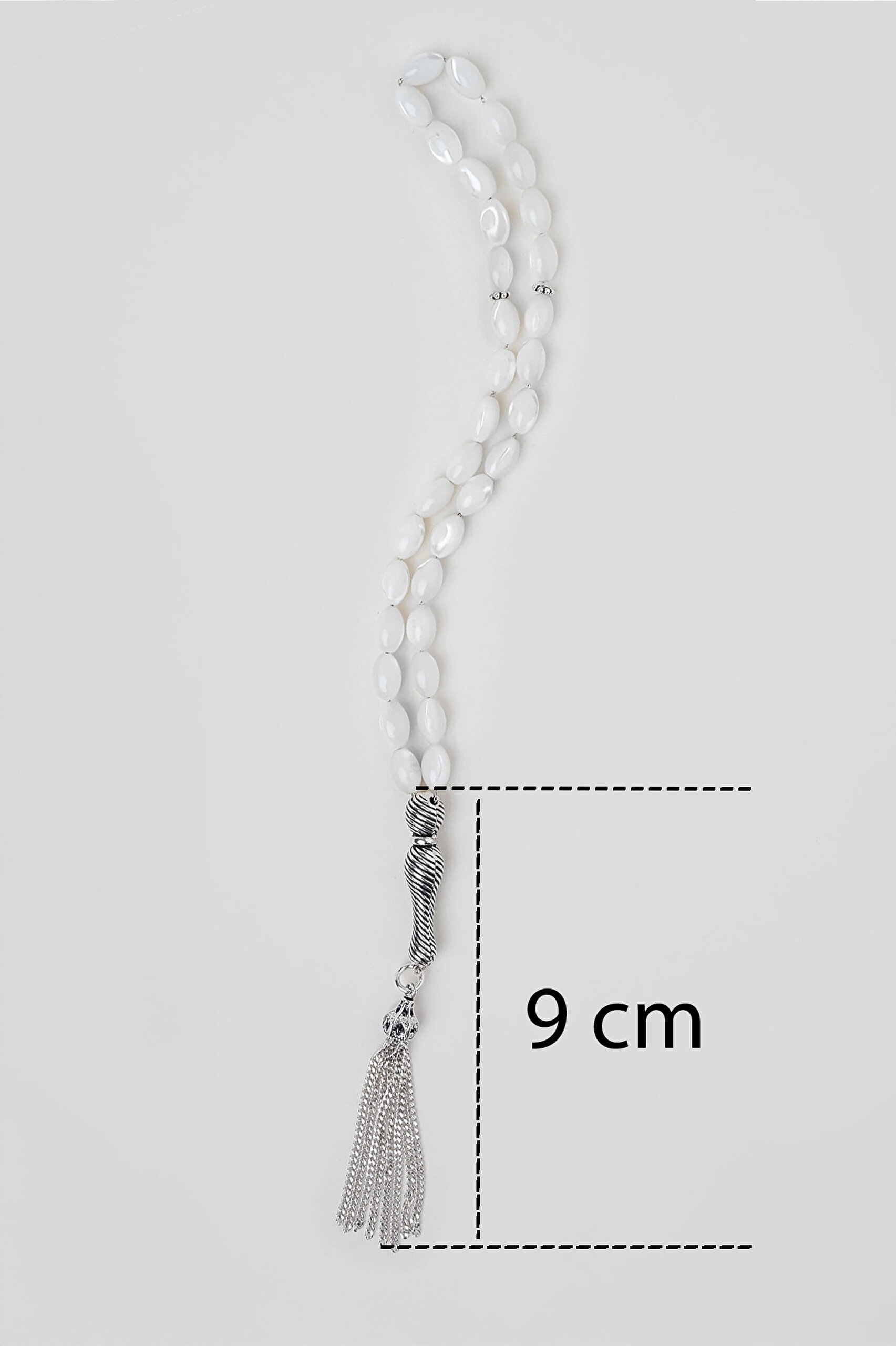 ⁠ Arpa Kesim Doğal Sedef Taşlı Gümüş 25 Cm Tesbih_2}
