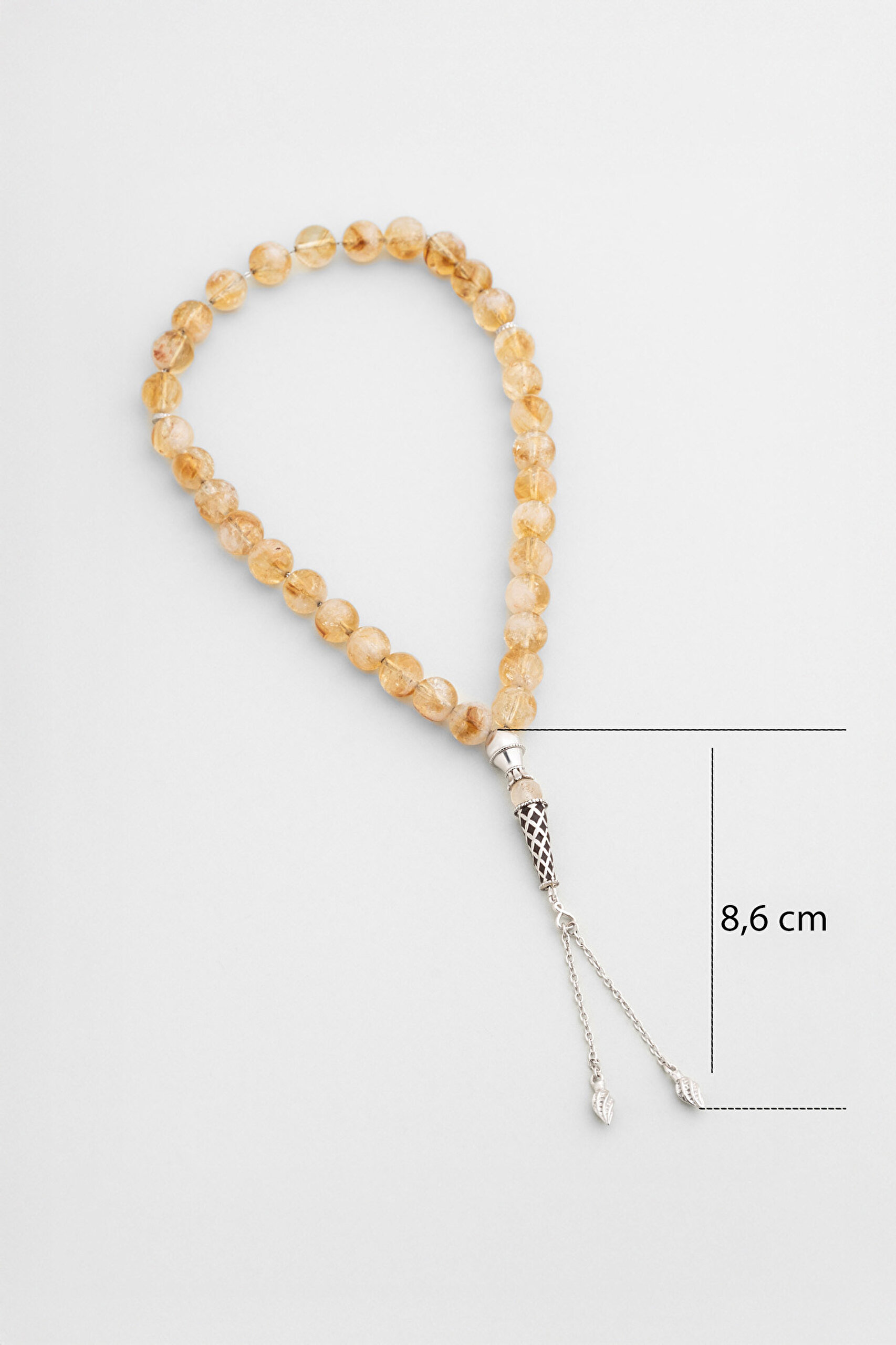⁠ Doğal Sitrin Taşlı 24 Cm Gümüş Tesbih_1}
