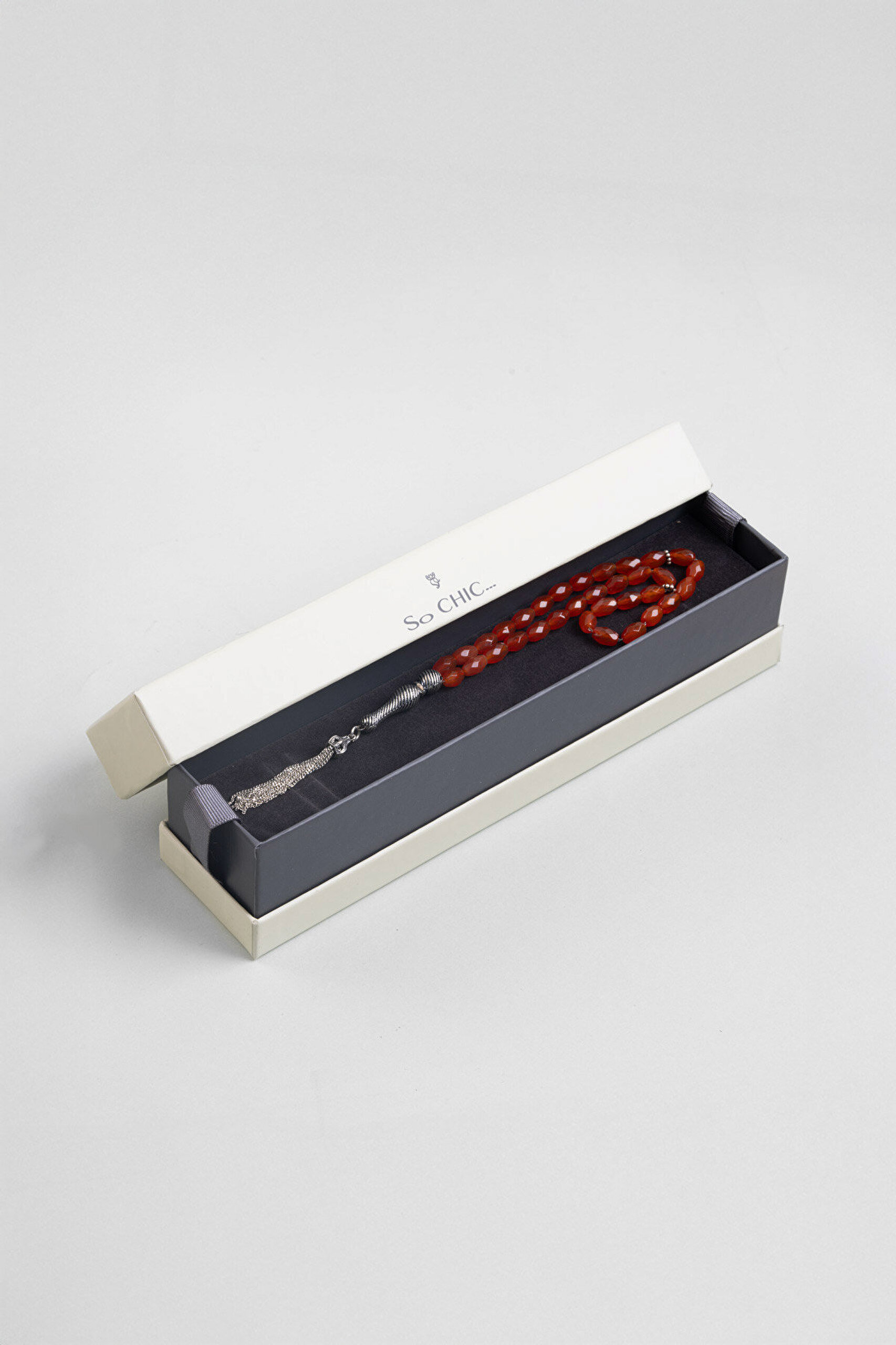 Doğal Akik Taşlı 25 Cm Gümüş Tesbih - 5