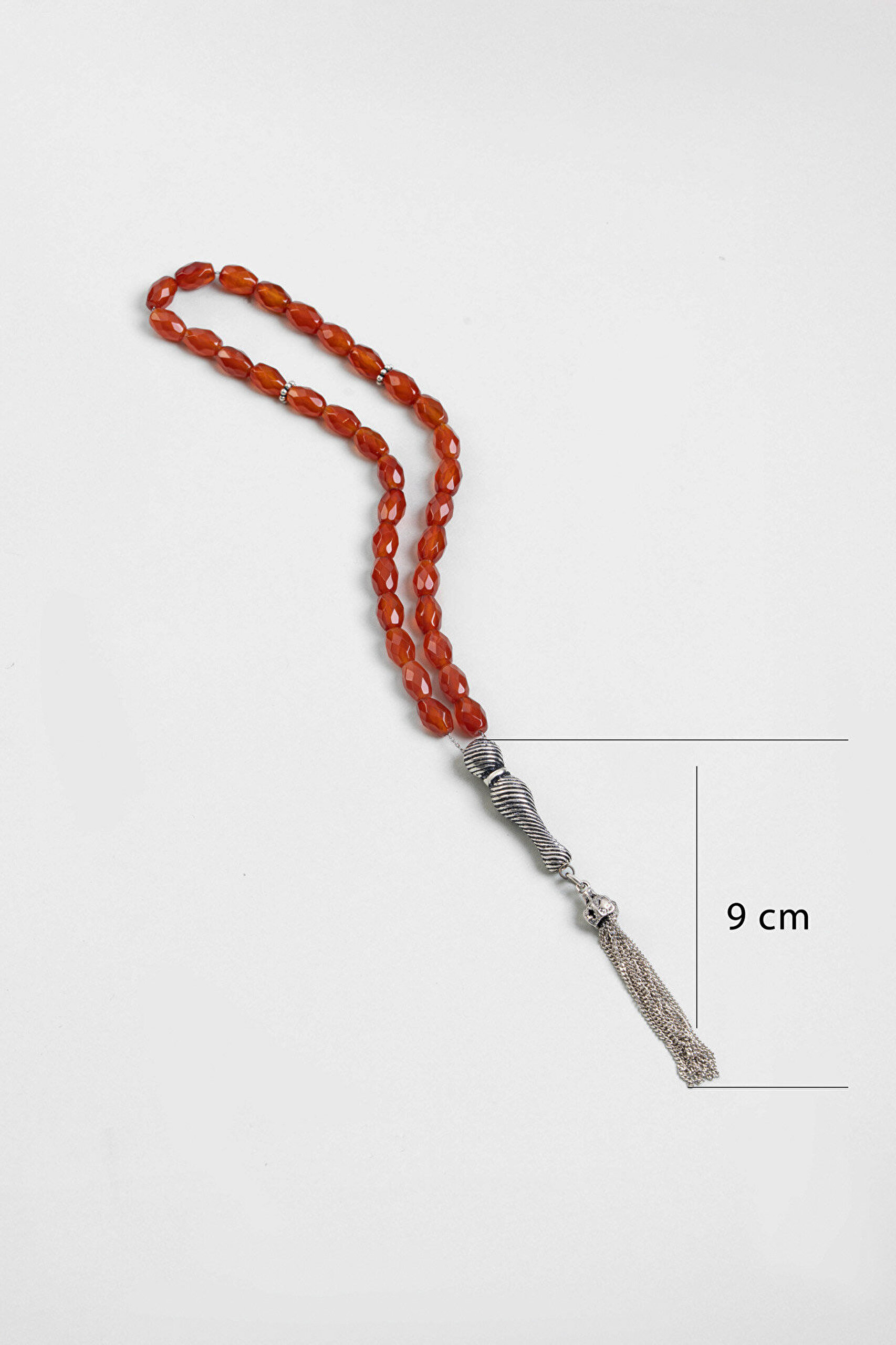 Doğal Akik Taşlı 25 Cm Gümüş Tesbih - 2