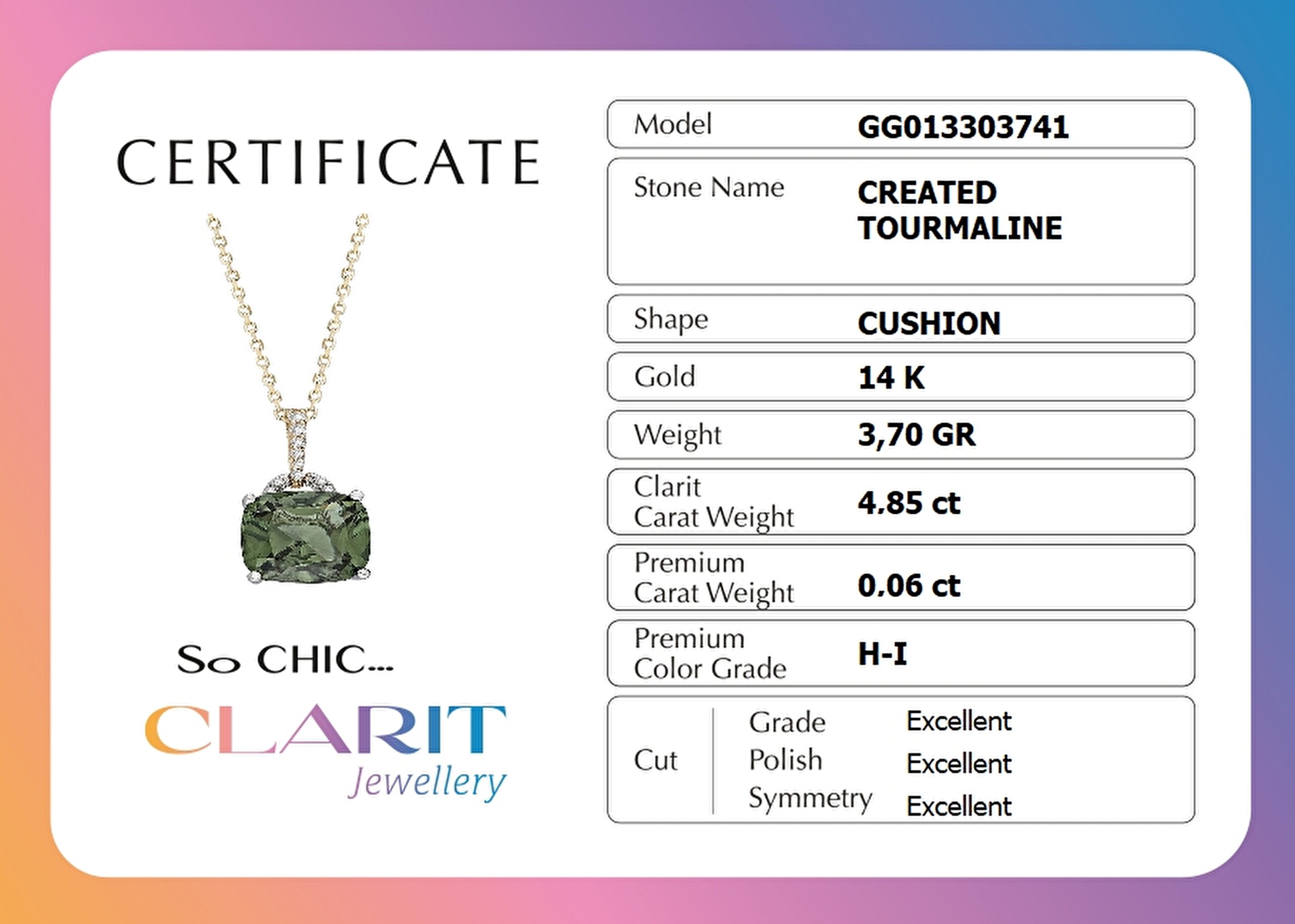 ⁠ Tourmaline Taşlı Clarit Serisi 41 Cm 14 Ayar Sarı Altın Kolye_2}