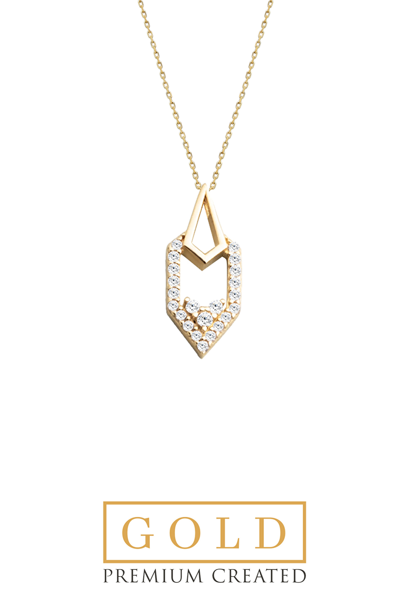 ⁠ 14 Ayar Sarı Altın Sertifikalı Premium Created Taşlı 42 Cm Kolye_4}