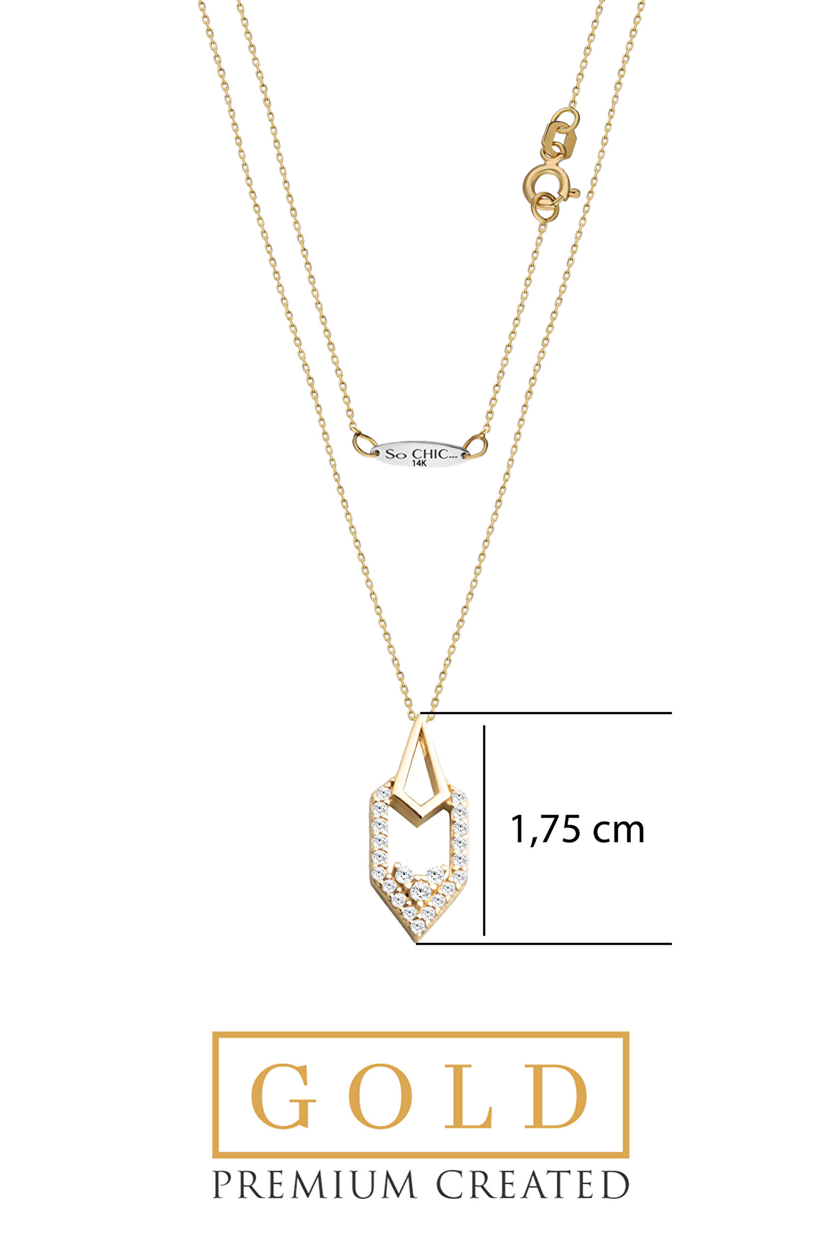 ⁠ 14 Ayar Sarı Altın Sertifikalı Premium Created Taşlı 42 Cm Kolye_2}