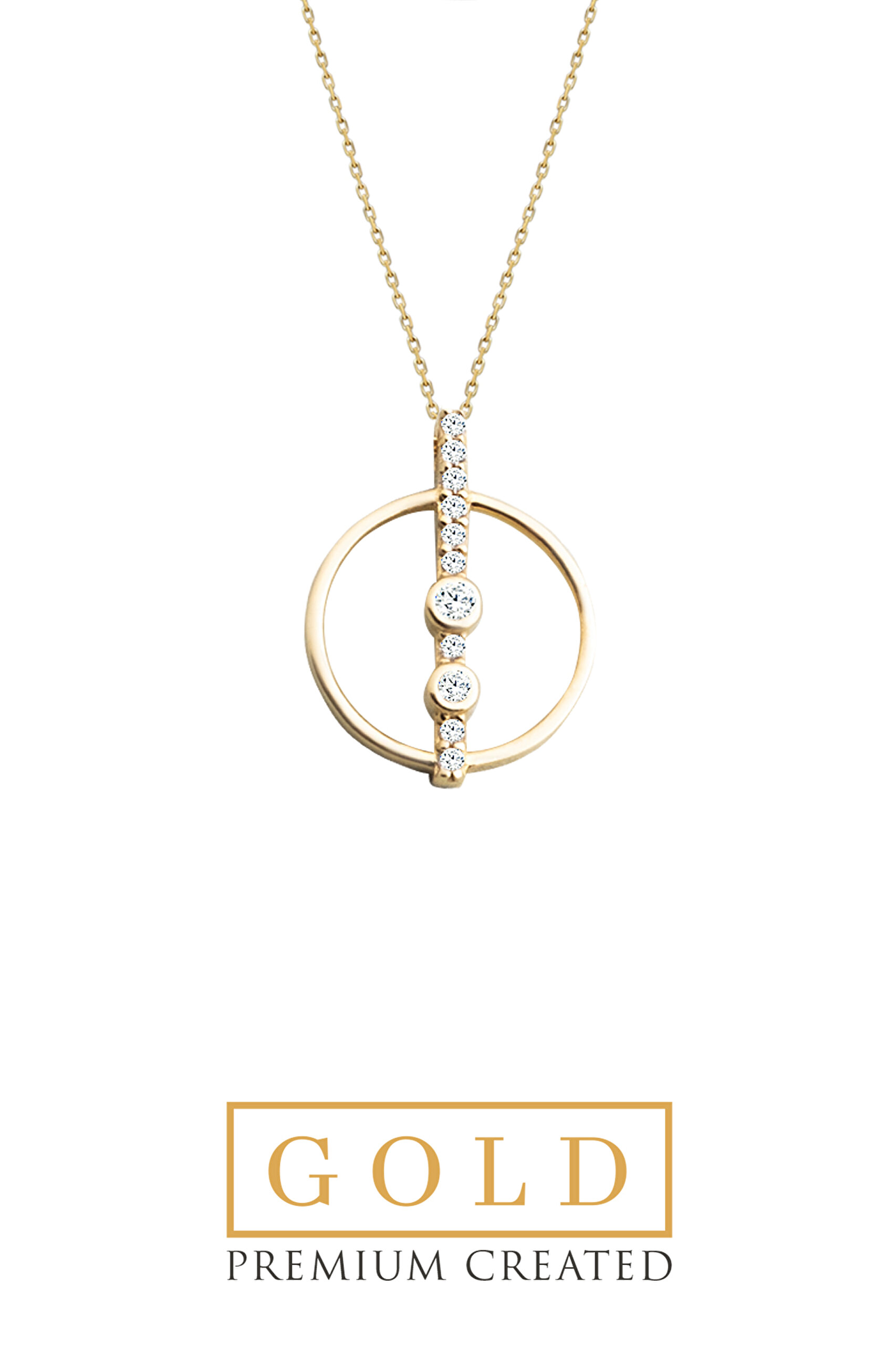 14 Ayar Sarı Altın Sertifikalı Premium Created Taşlı 42 Cm Kolye - 4