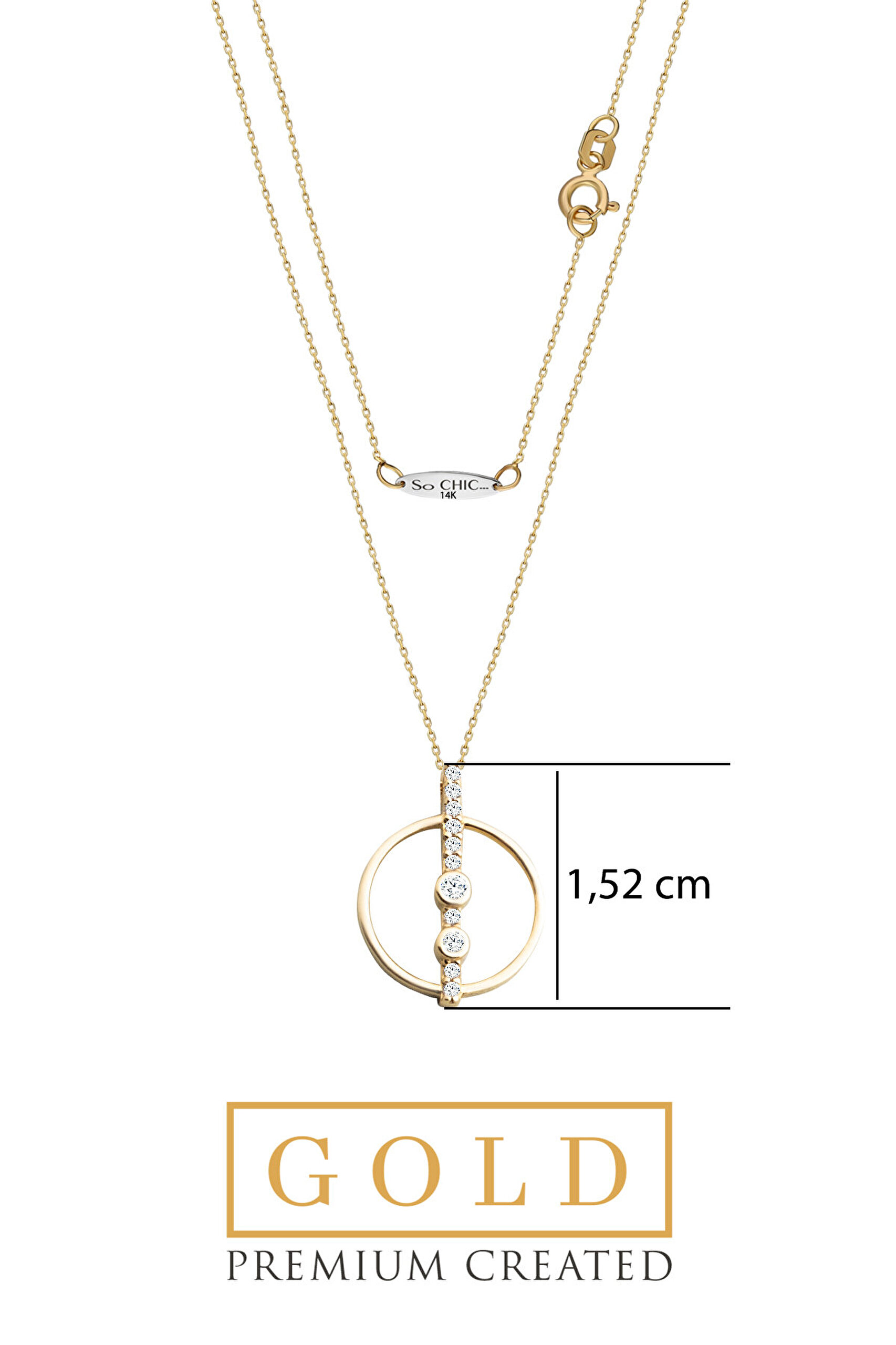 14 Ayar Sarı Altın Sertifikalı Premium Created Taşlı 42 Cm Kolye - 2