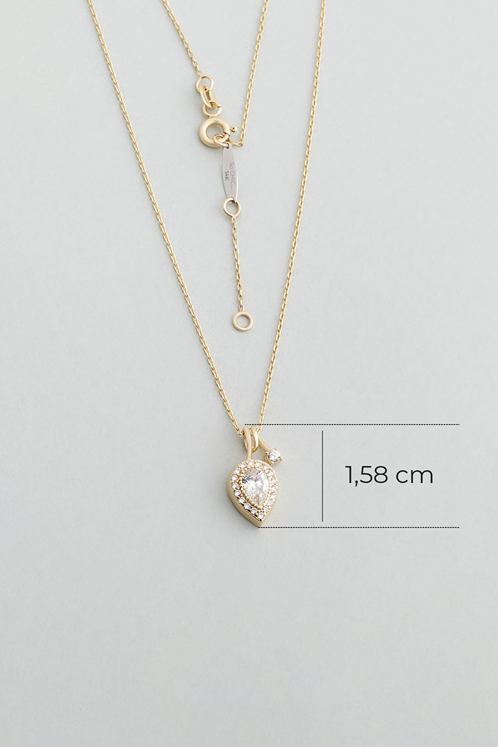 ⁠ 14 Ayar Sarı Altın Sertifikalı Premium Created Taşlı 42 Cm Kolye_2}