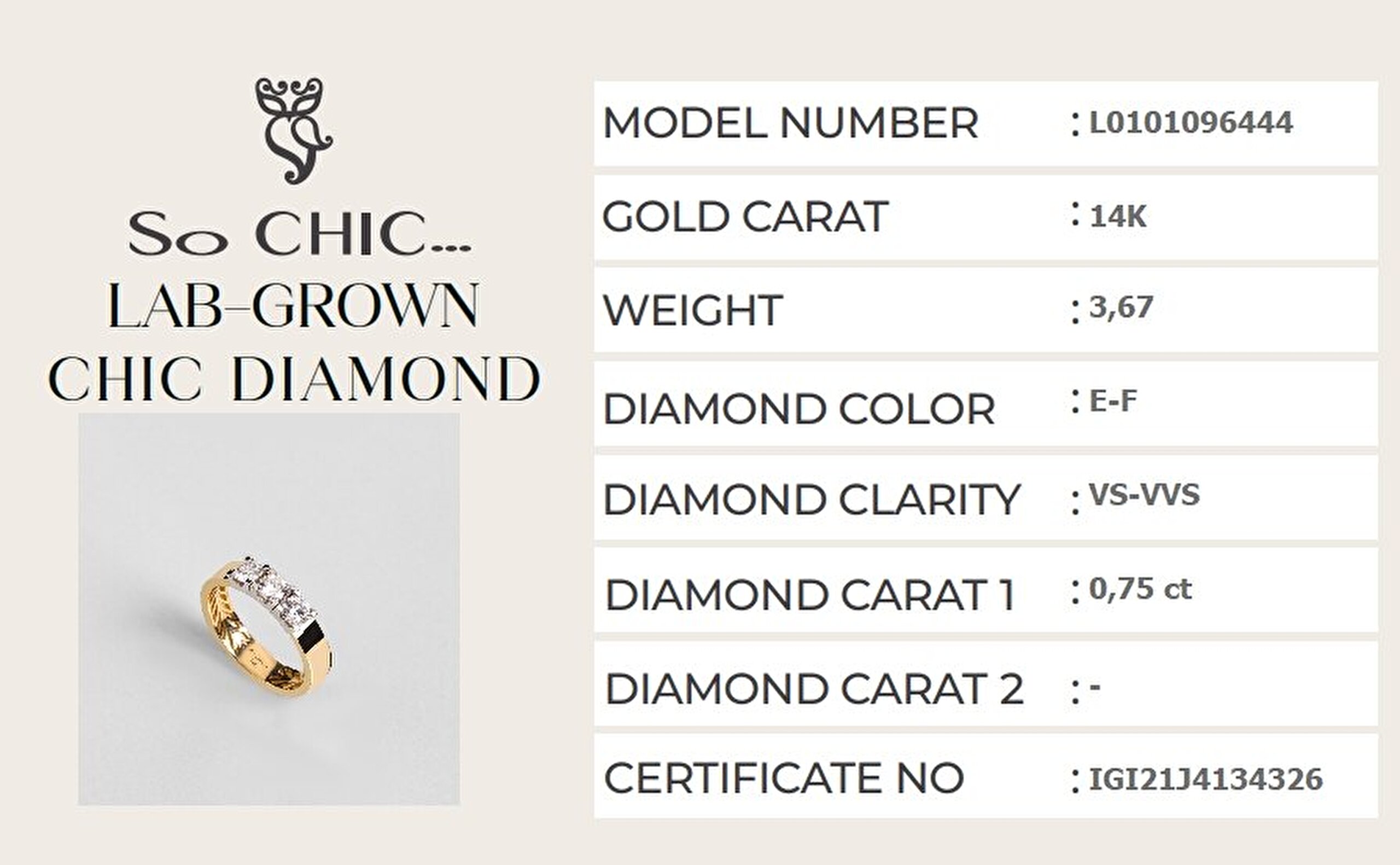 0.75 Karat IGI Sertifikalı 14K Sarı ve Beyaz Altın Yuvarlak Kesim Lab Grown Pırlanta Yüzük - 6