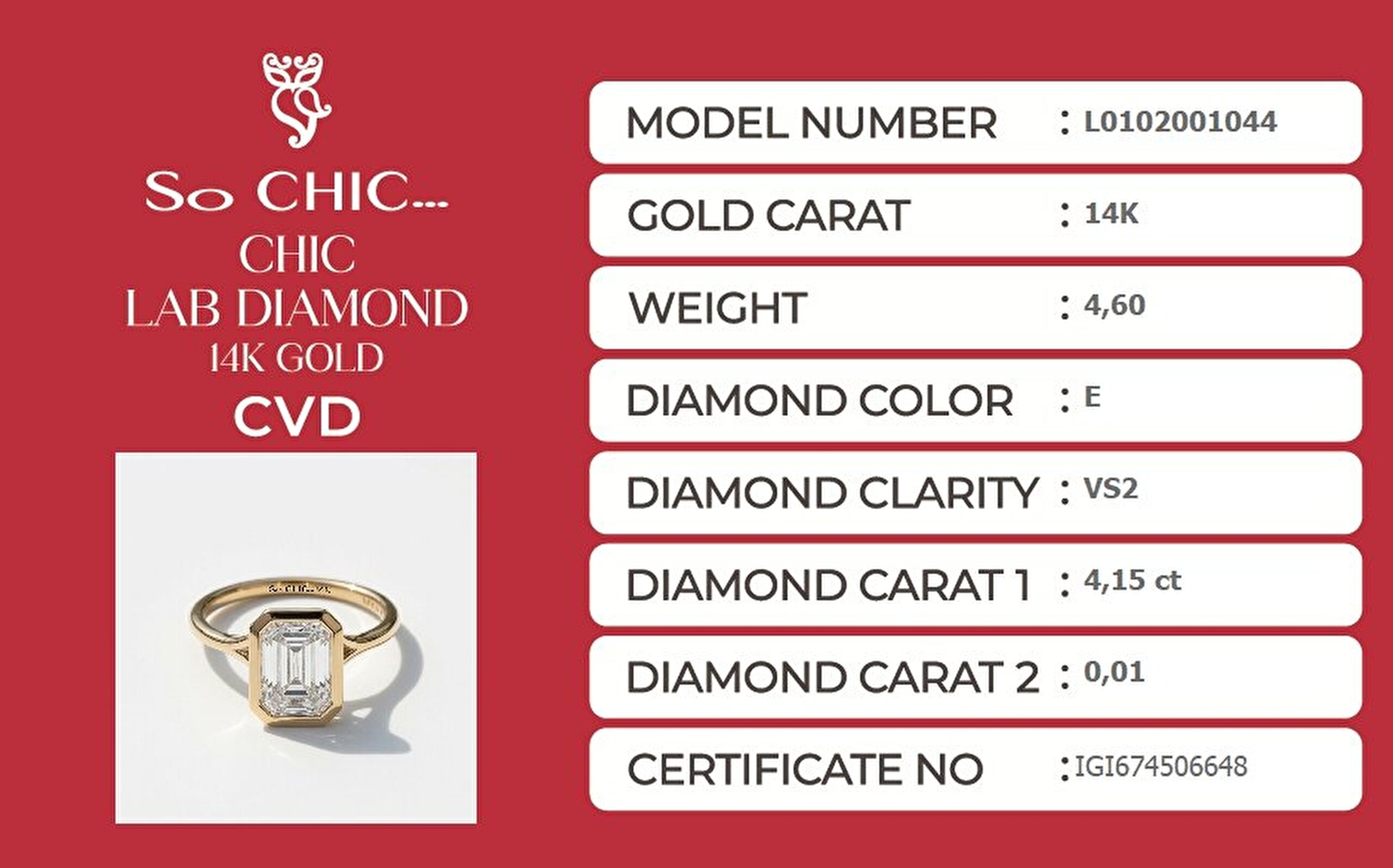 4.16 Karat IGI Sertifikalı Laboratuvar Üretimi Pırlanta Altın Yüzük - 5