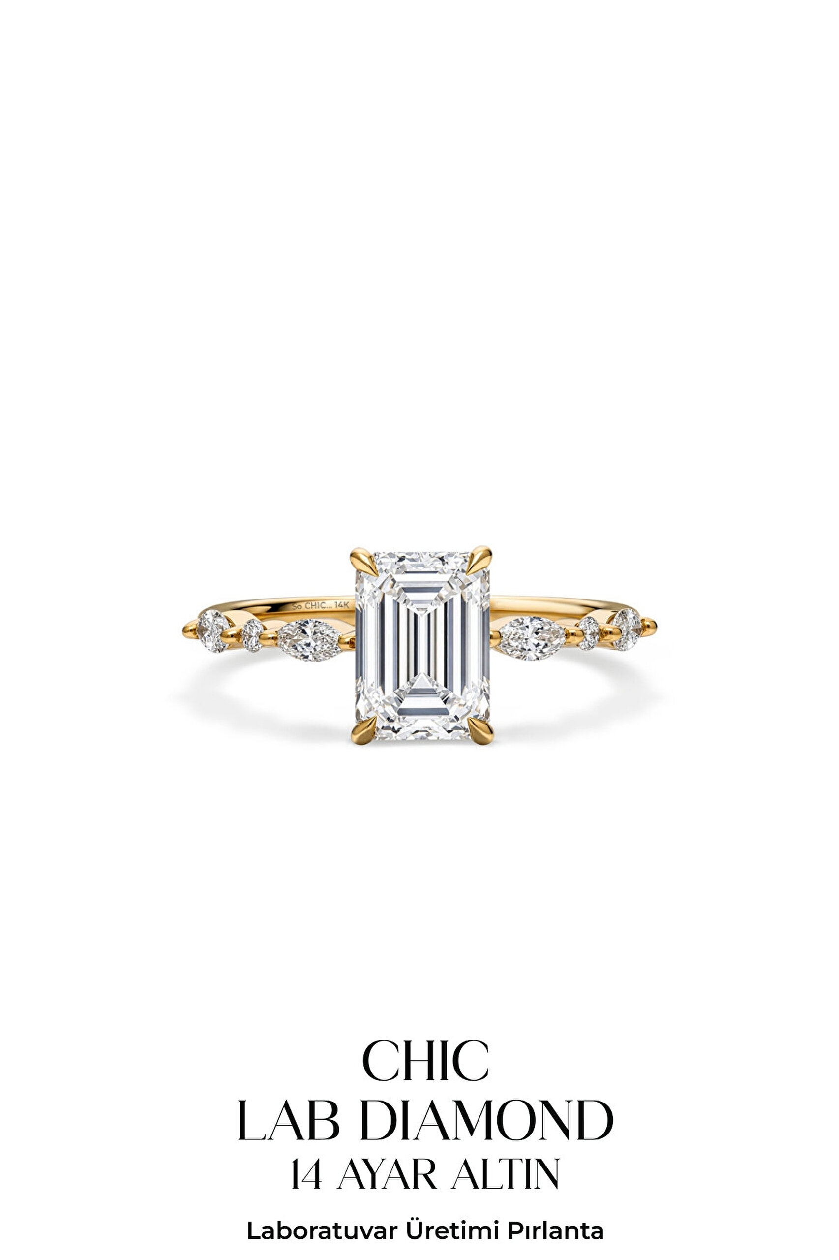 2.31 Karat IGI Sertifikalı Laboratuvar Üretimi Pırlanta Altın Emerald Yüzük - 0