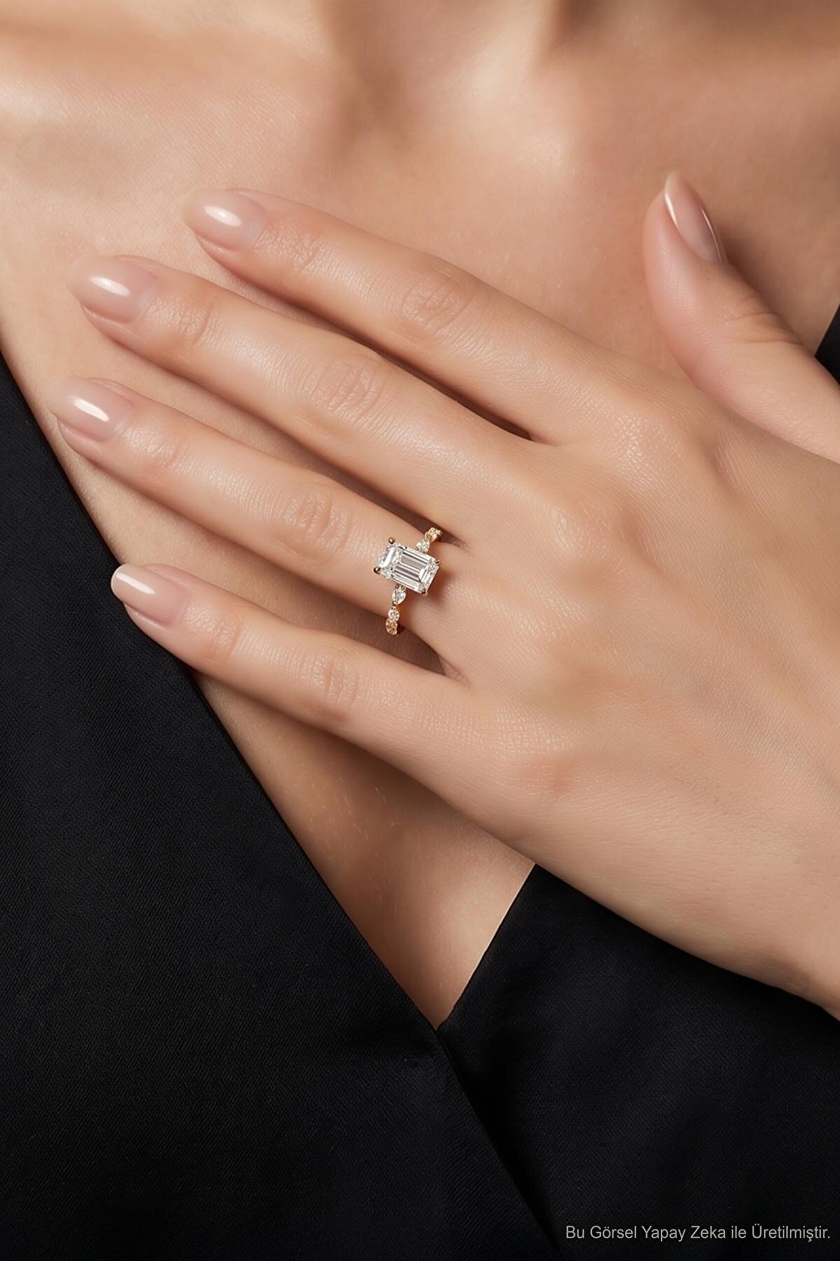 2.31 Karat IGI Sertifikalı Laboratuvar Üretimi Pırlanta Altın Emerald Yüzük - 1