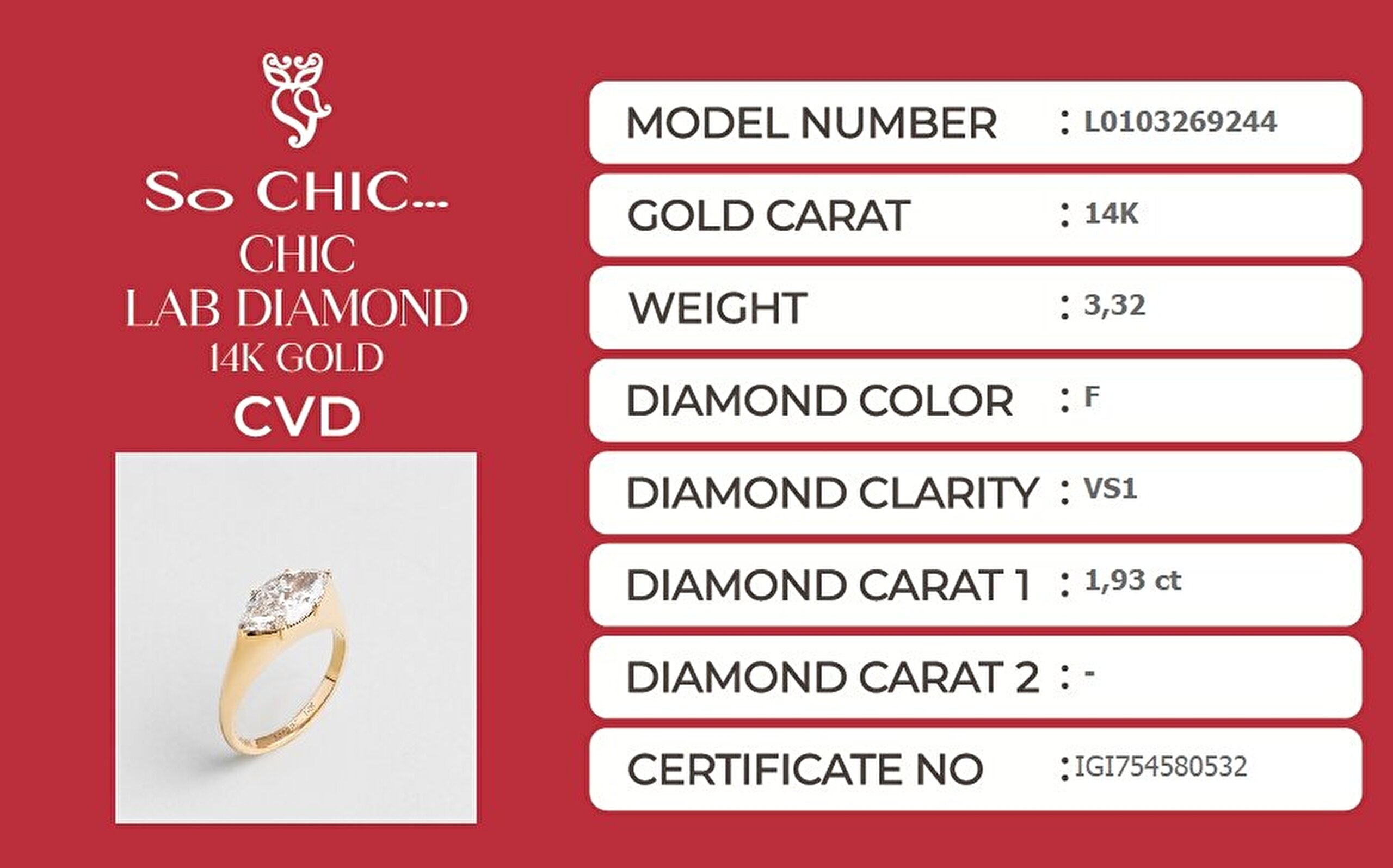 1.93 Karat IGI Sertifikalı Laboratuvar Üretimi Pırlanta Altın Yüzük - 5