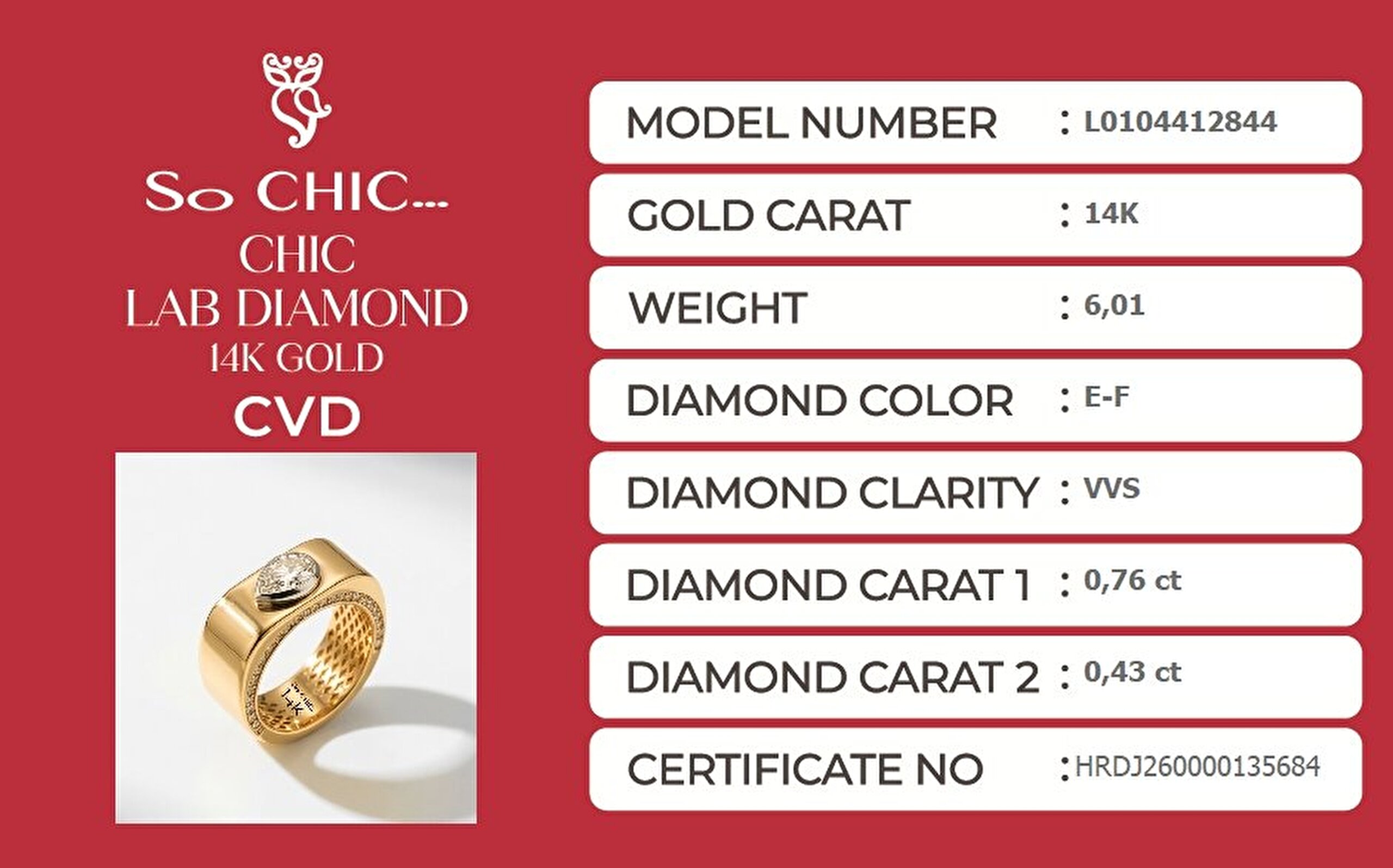 1.19 Karat HRD Sertifikalı Laboratuvar Üretimi Pırlanta Altın Yüzük - 5