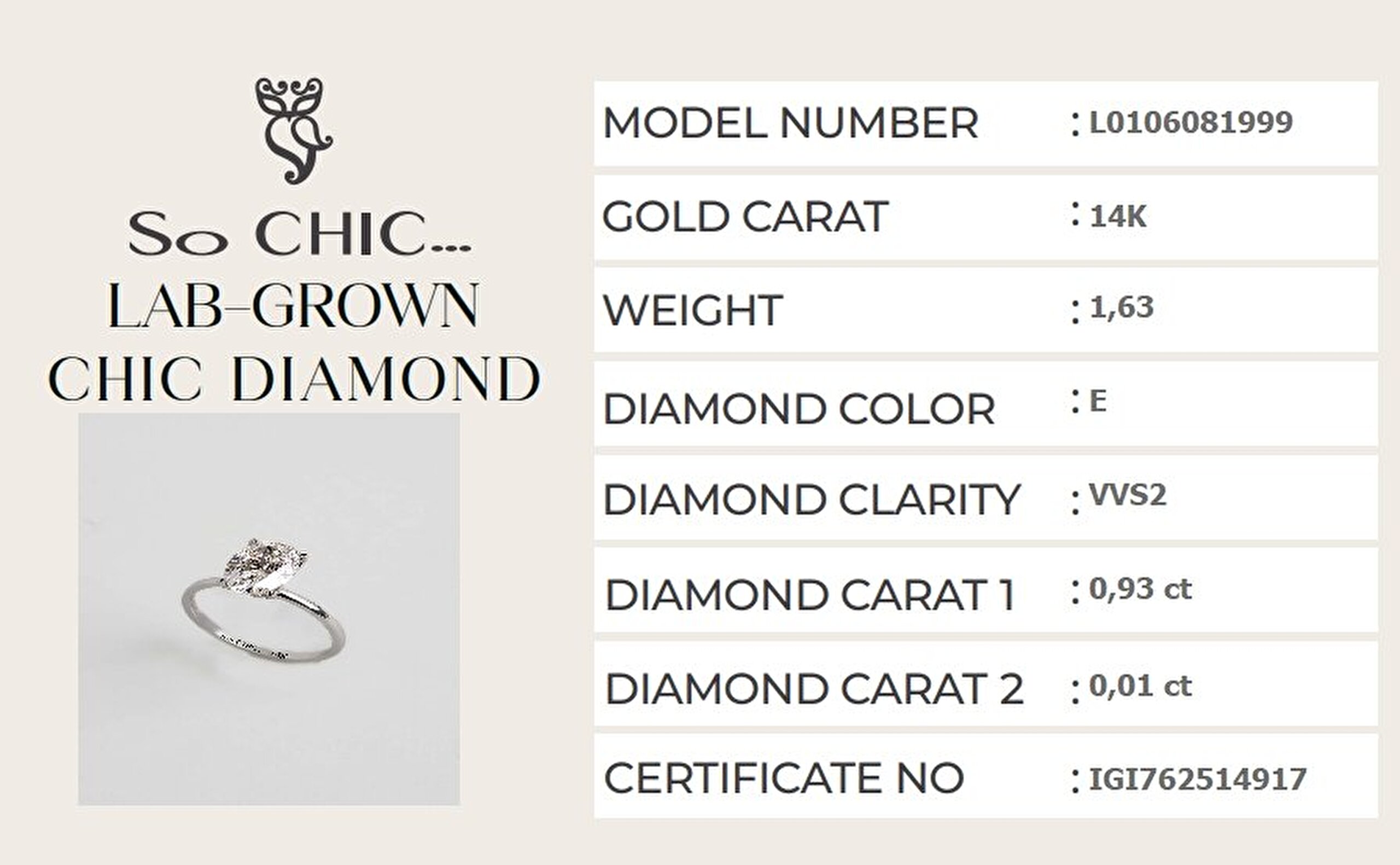 0.94 Karat IGI Sertifikalı 14K Beyaz Altın Oval Kesim Lab Grown Pırlanta Tektaş Yüzük - 6
