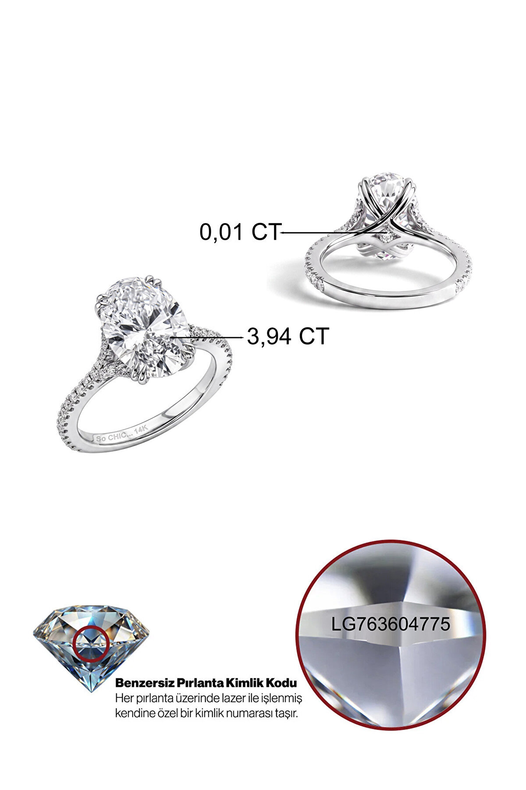 4.59 Karat IGI Sertifikalı Laboratuvar Üretimi Pırlanta Altın Oval Yüzük - 2