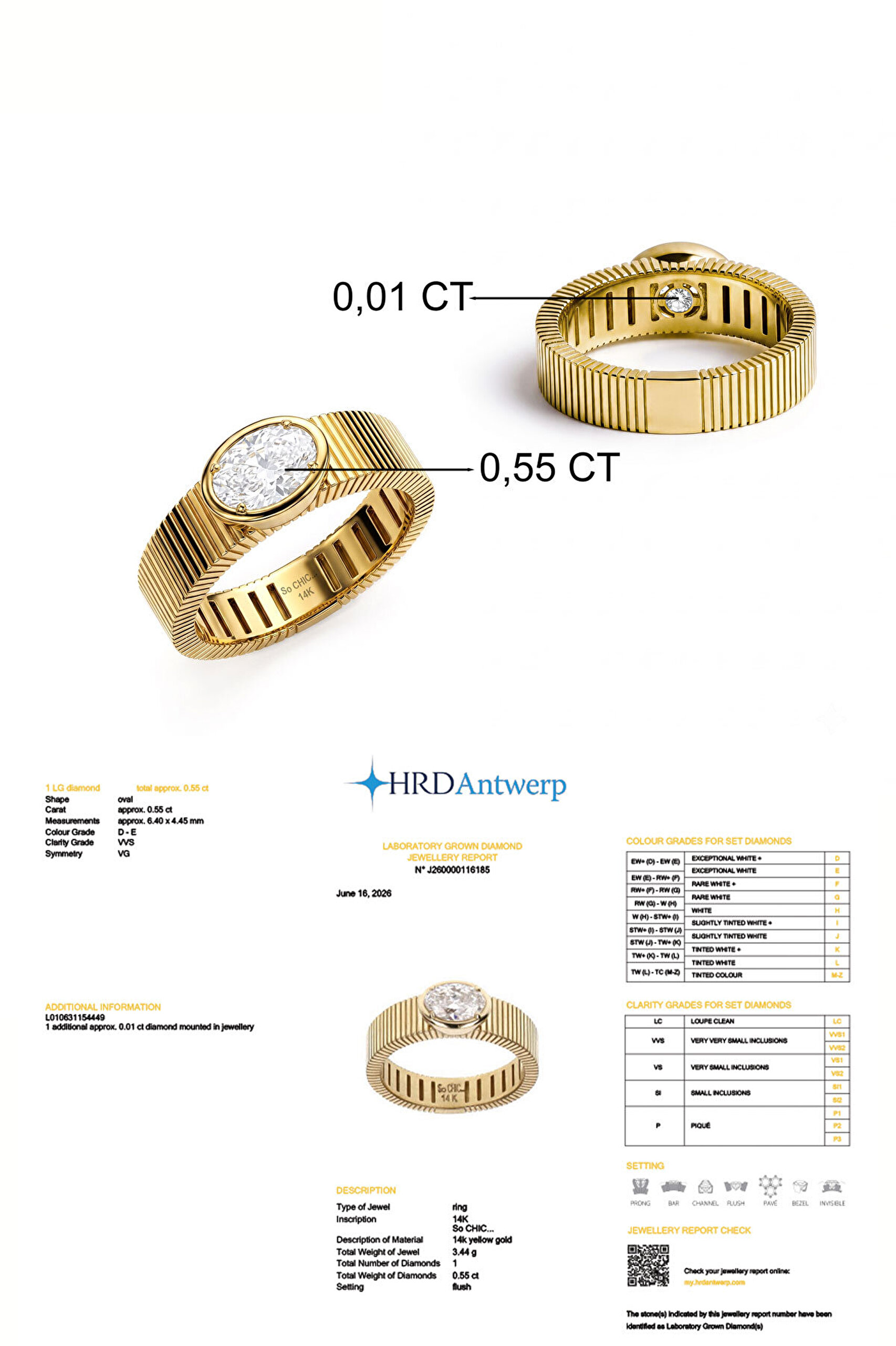 0.56 Karat HRD Sertifikalı Laboratuvar Üretimi Pırlanta Altın Yüzük - 2