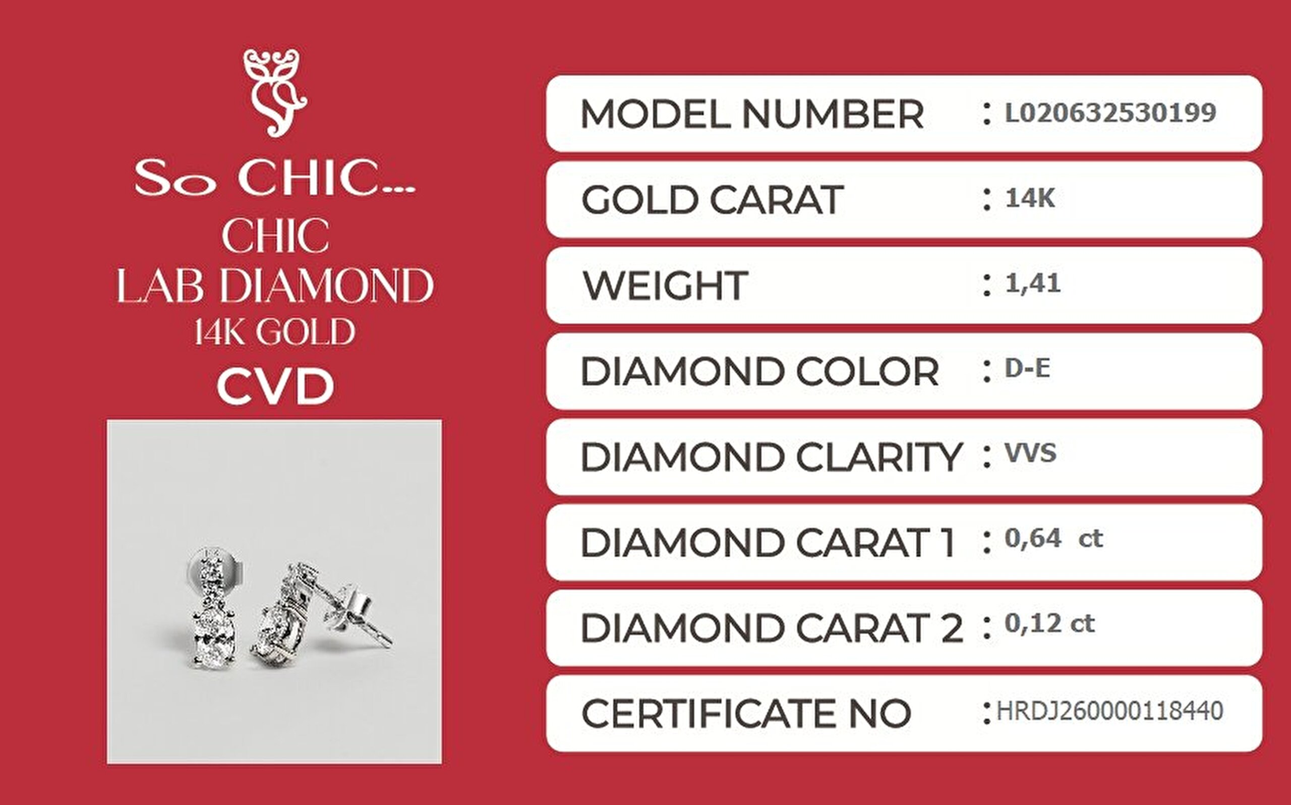 0.76 Karat HRD Sertifikalı Laboratuvar Üretimi Pırlanta Altın Oval Küpe - 4