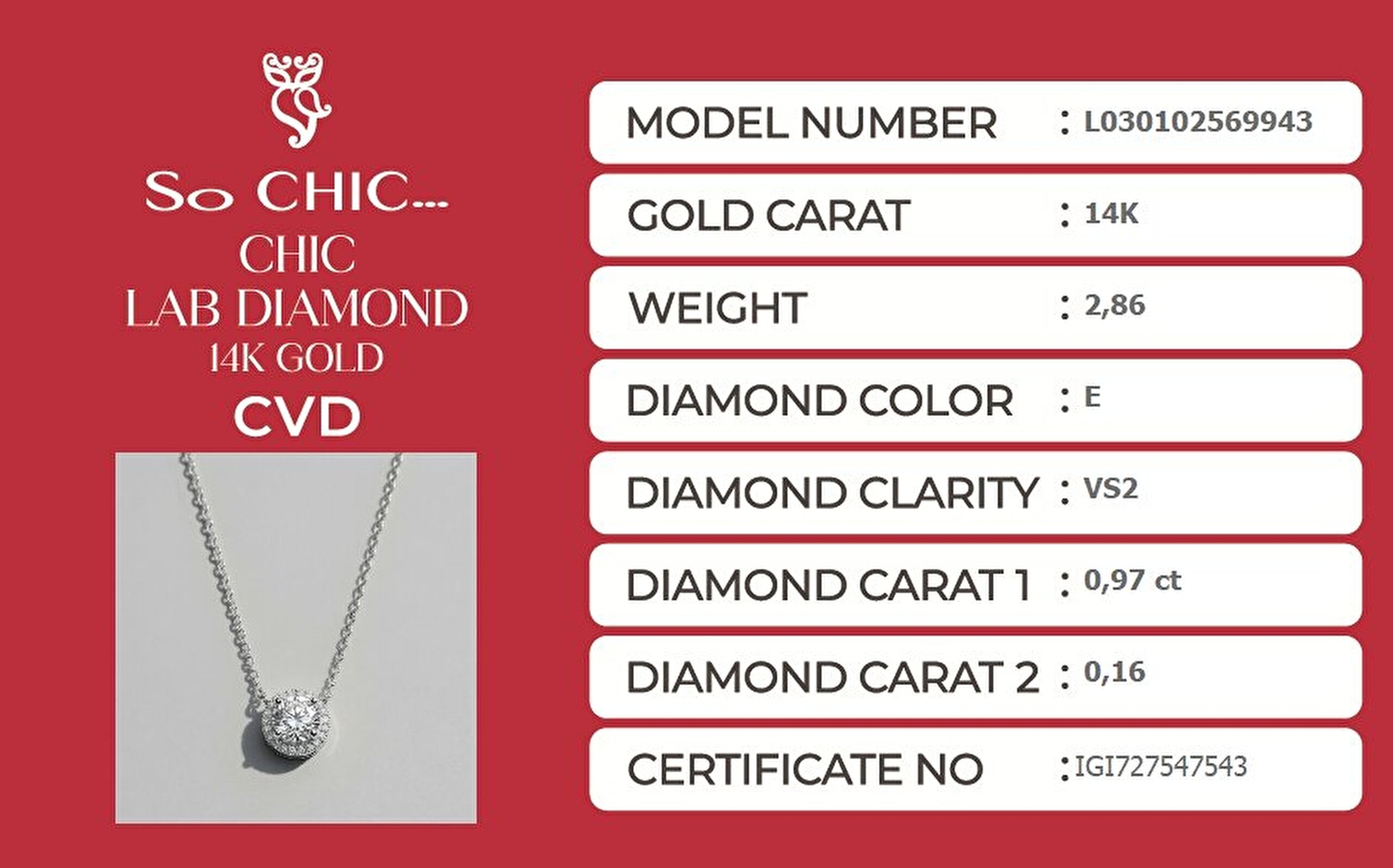 1.13 Karat IGI Sertifikalı Laboratuvar Üretimi Pırlanta Altın 43 Cm Kolye - 5