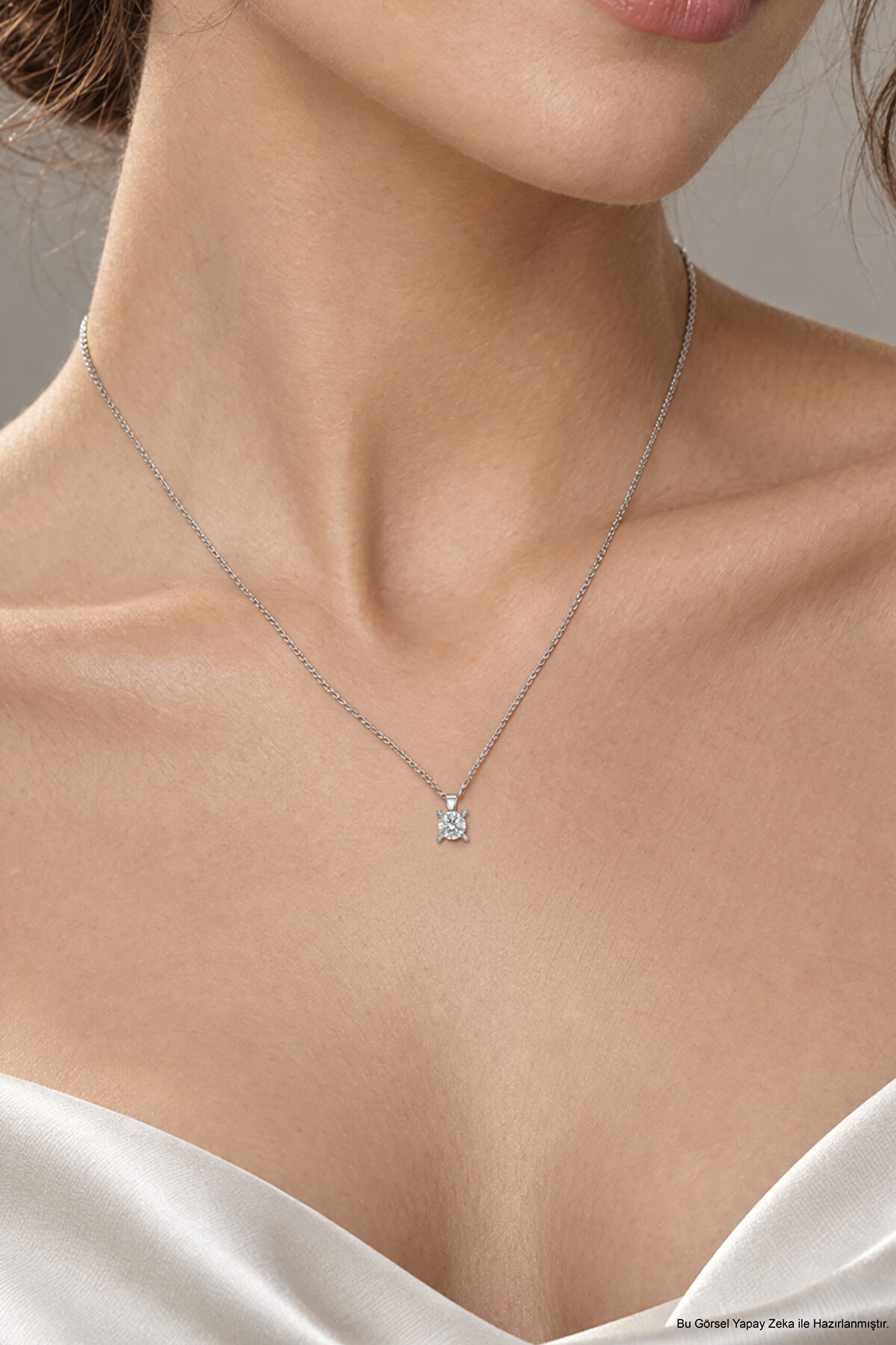 0.51 Karat HRD Sertifikalı Laboratuvar Üretimi Pırlanta Altın 43 Cm Kolye - 1
