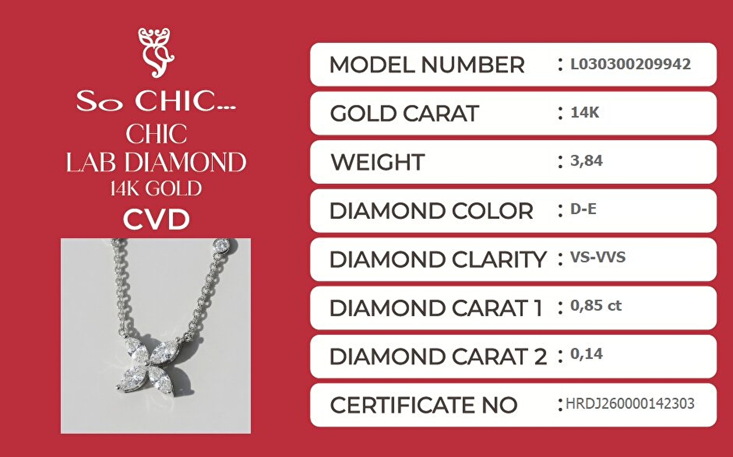 0.99 Karat HRD Sertifikalı Laboratuvar Üretimi Pırlanta Altın 42 Cm Kolye - 5