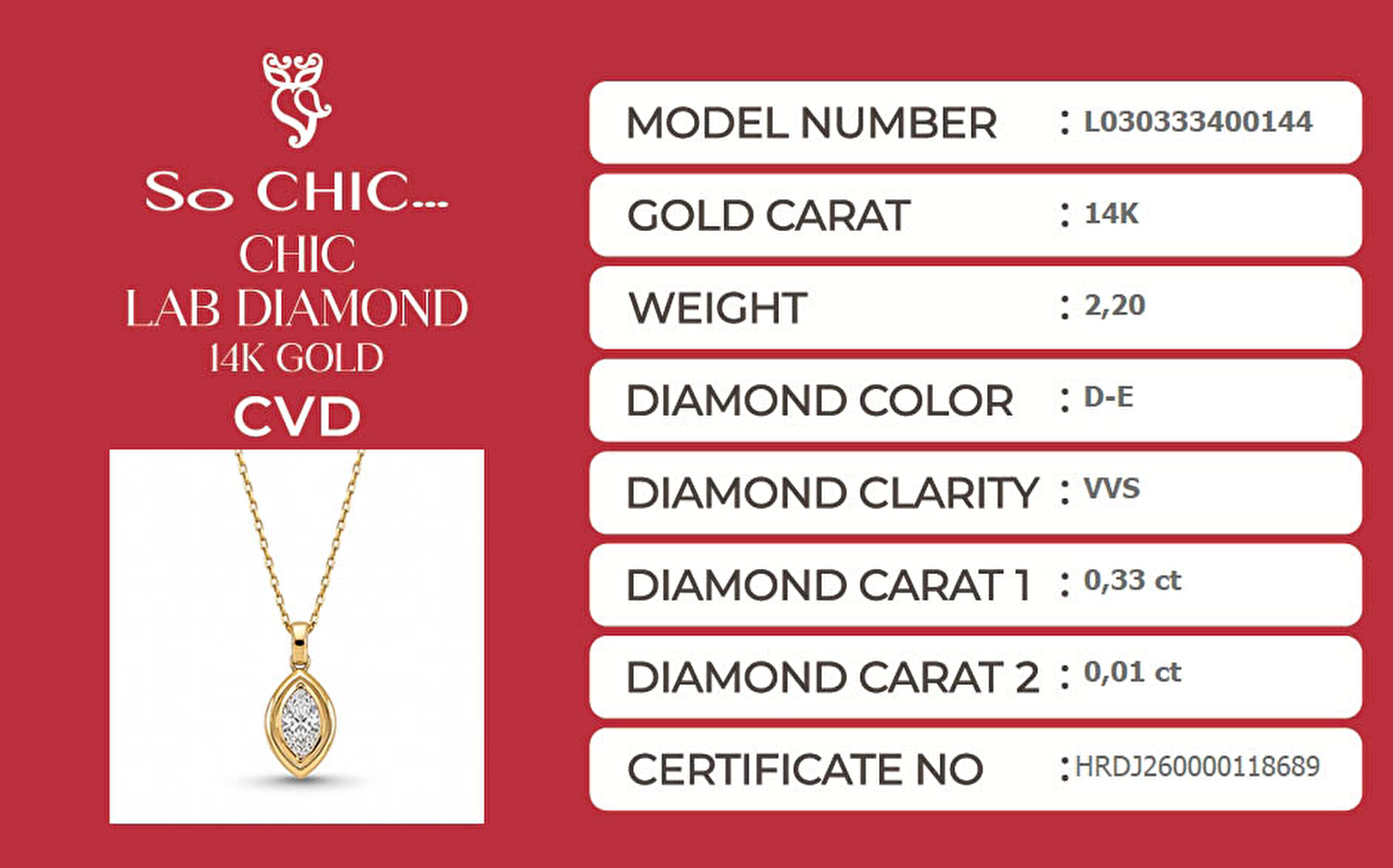 0.34 Karat HRD Sertifikalı Laboratuvar Üretimi Pırlanta Altın 43 Cm Kolye - 5