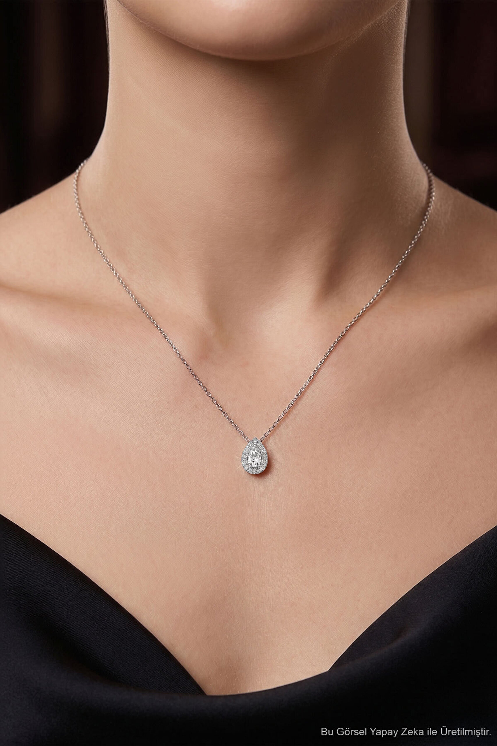 0.32 Karat IGI Sertifikalı Laboratuvar Üretimi Pırlanta Altın 43 Cm Kolye - 1