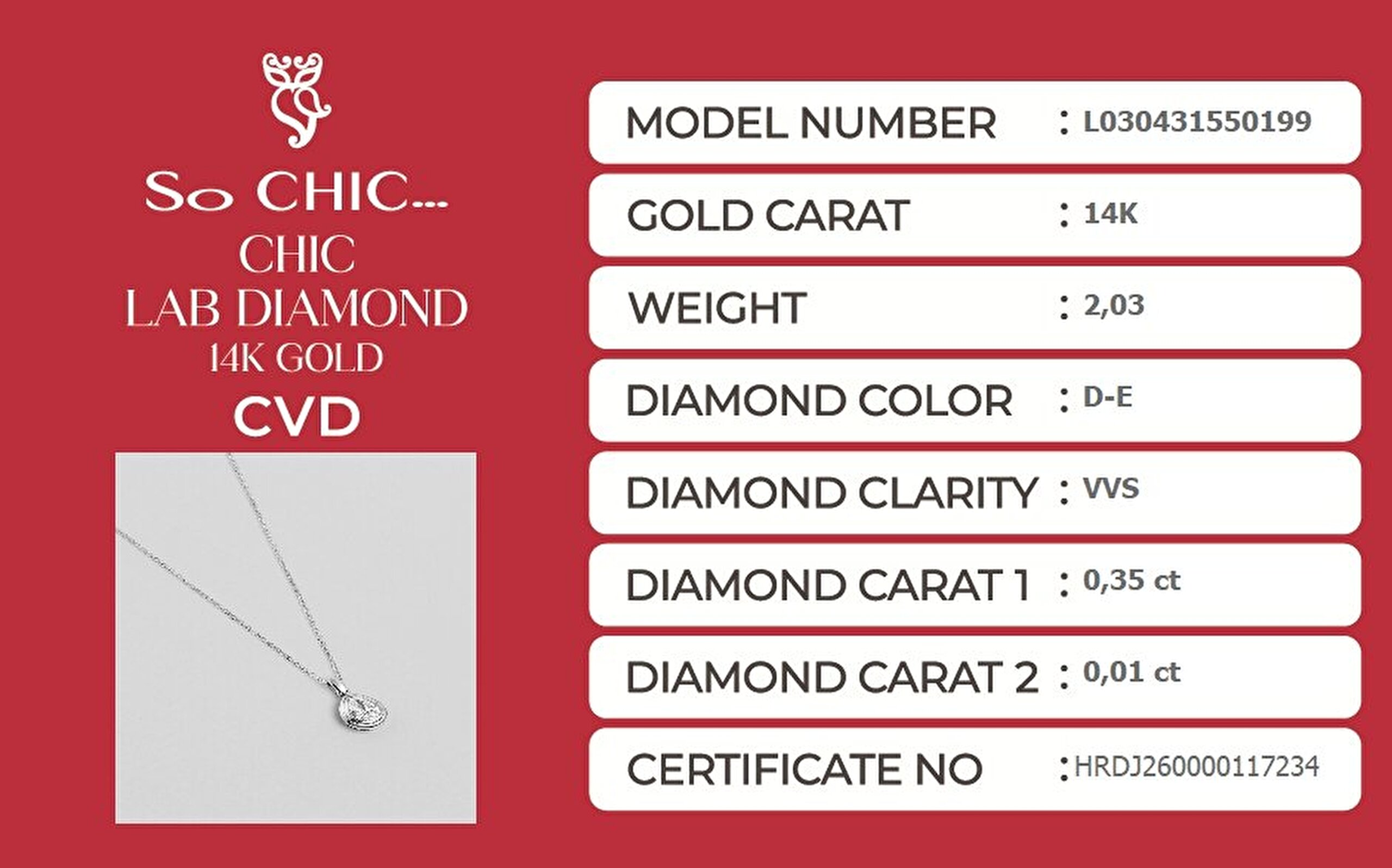 0.36 Karat HRD Sertifikalı Laboratuvar Üretimi Pırlanta Altın 43 Cm Kolye - 5