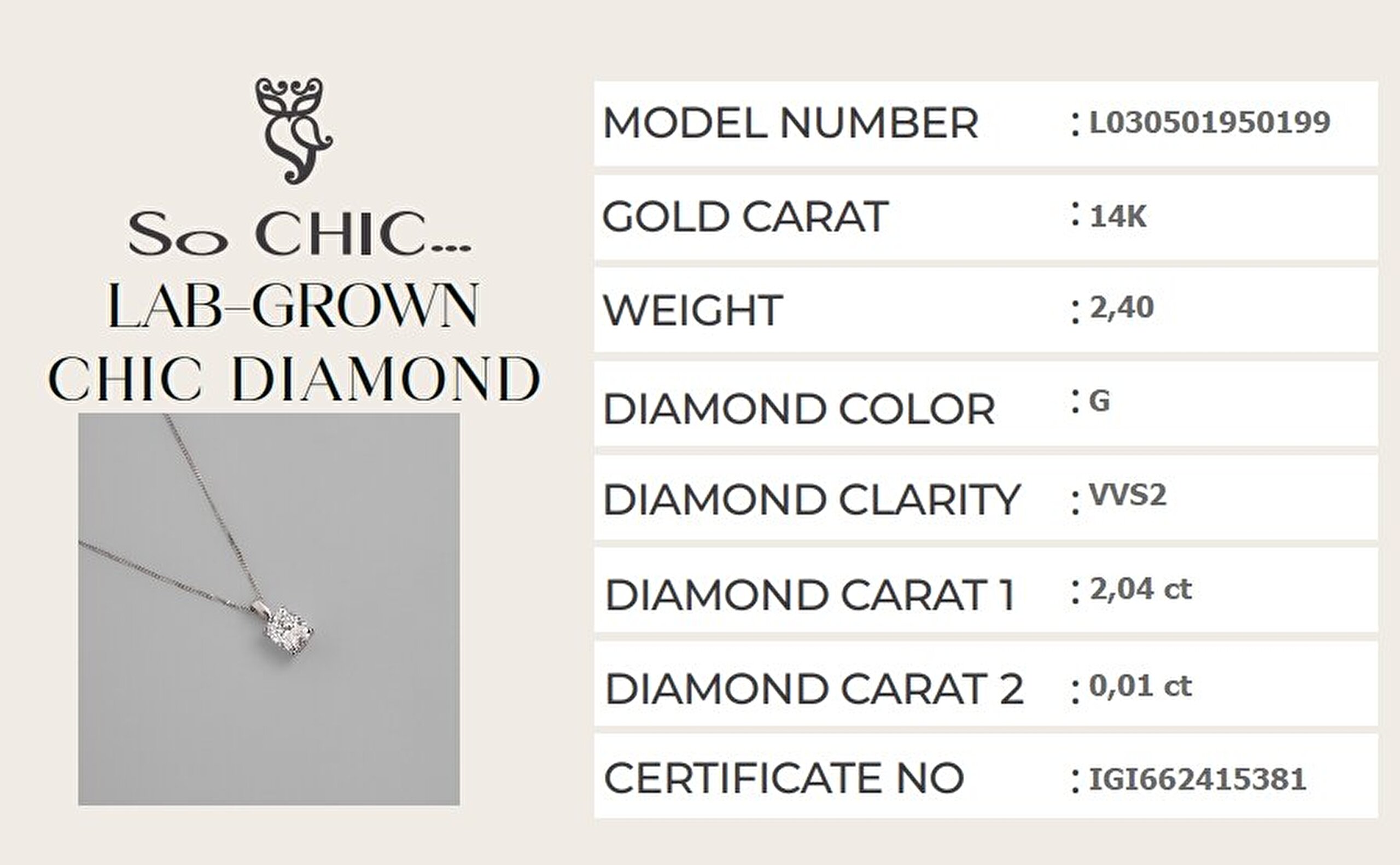 2.05 Karat IGI Sertifikalı 14K Beyaz Altın 43 Cm Cushion Kesim Lab Grown Pırlanta Tektaş Kolye - 5