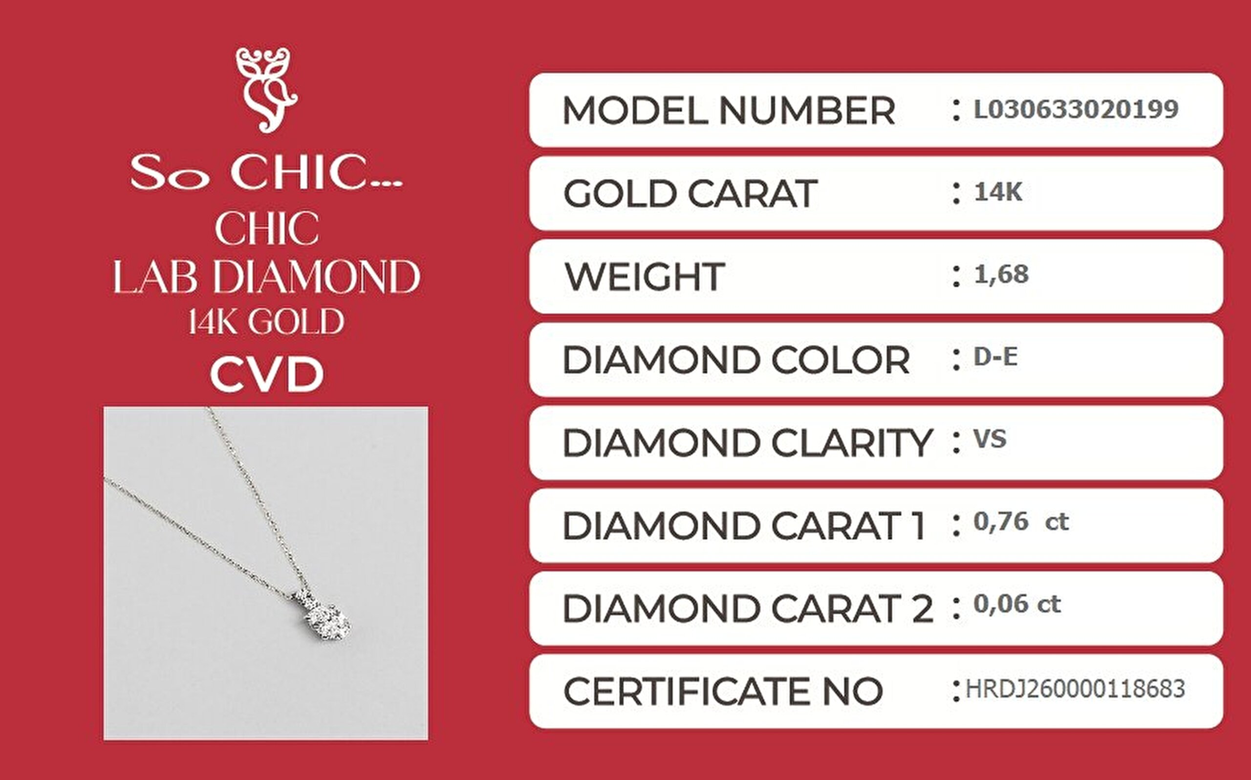 0.82 Karat HRD Sertifikalı Laboratuvar Üretimi Pırlanta Altın 43 Cm Kolye - 5