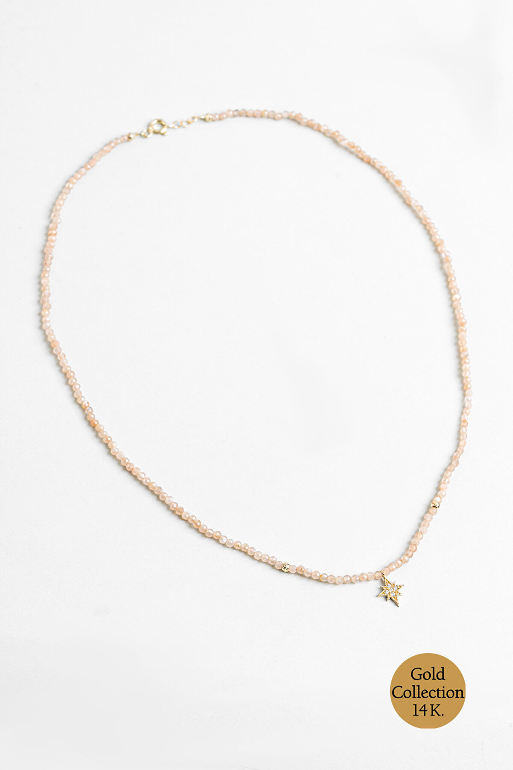 Kutup Yıldızı Figürlü Güneş Taşlı 41 Cm 14 Ayar Altın Kolye - 4