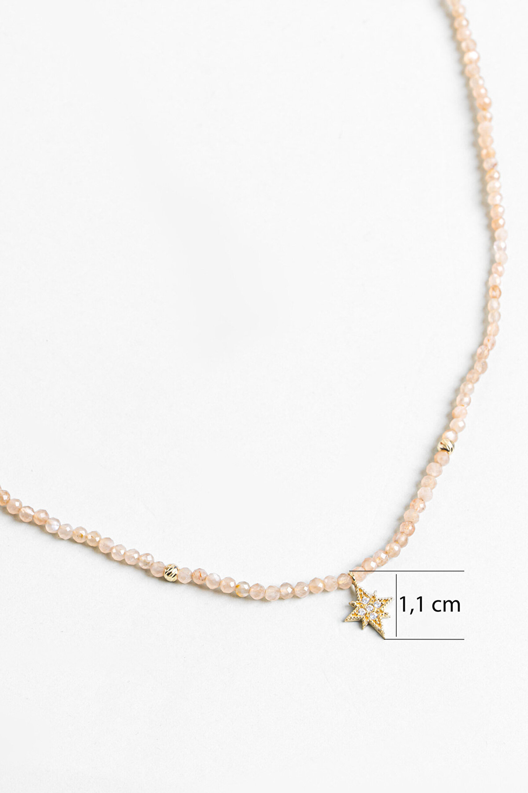 Kutup Yıldızı Figürlü Güneş Taşlı 41 Cm 14 Ayar Altın Kolye - 2