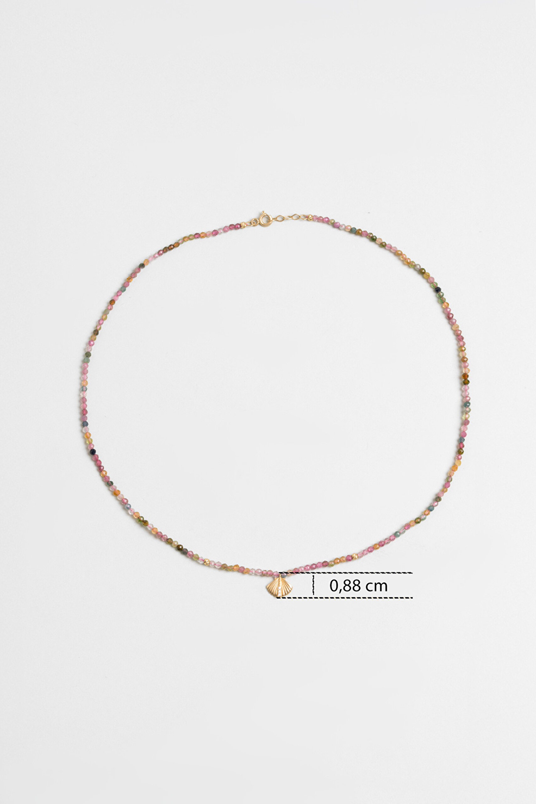 ⁠ Deniz Kabuğu Figürlü Turmalin Taşlı 42 Cm 14 Ayar Altın Kolye_1}