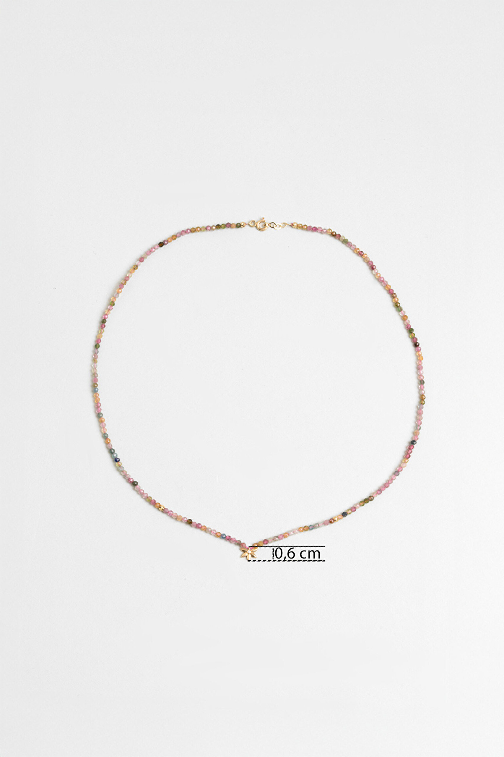 ⁠ Çiçek Figürlü Turmalin Taşlı 14 Ayar Altın Kolye_1}