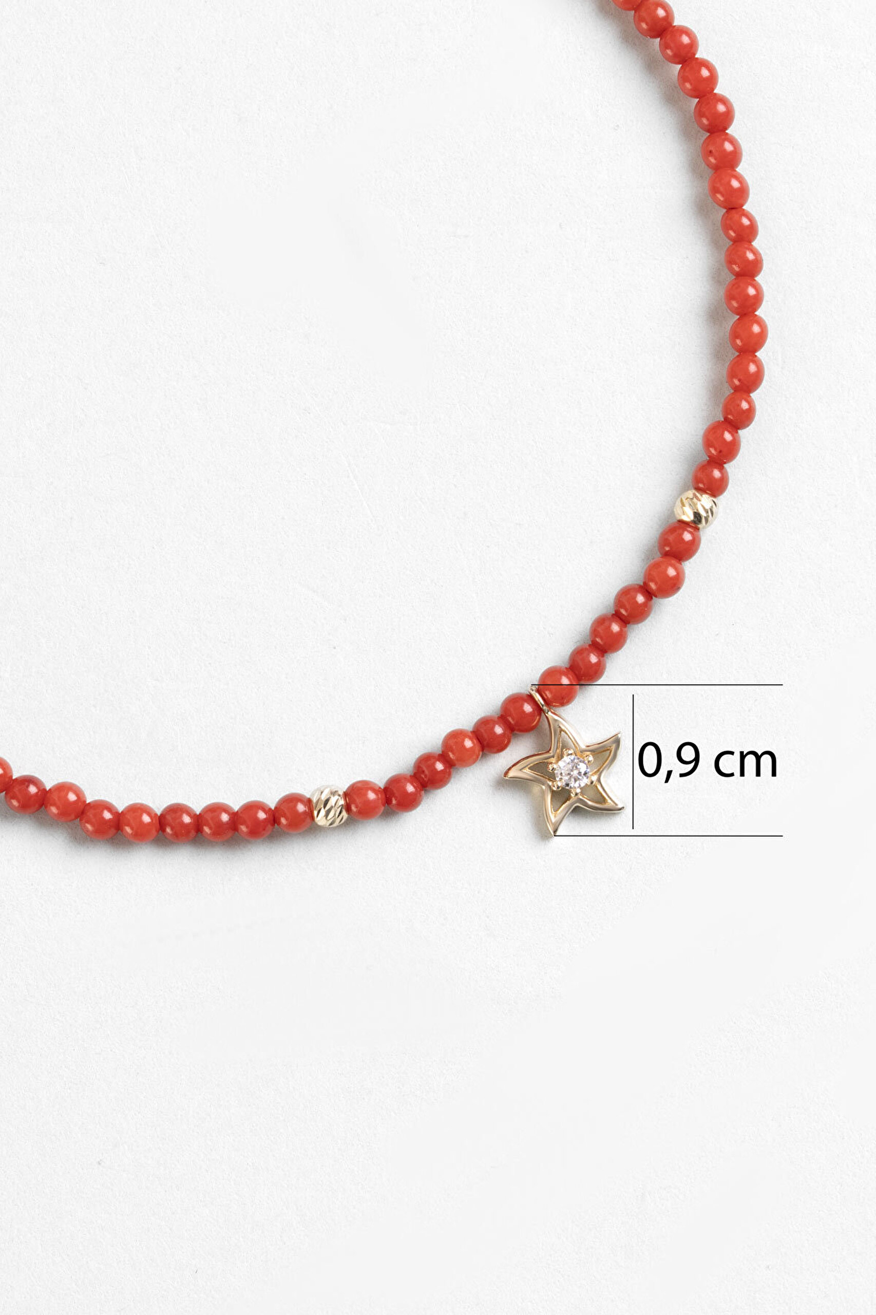 Deniz Yıldızı 14 Ayar Altın 19 Cm Mercan Taşlı Bileklik - 2