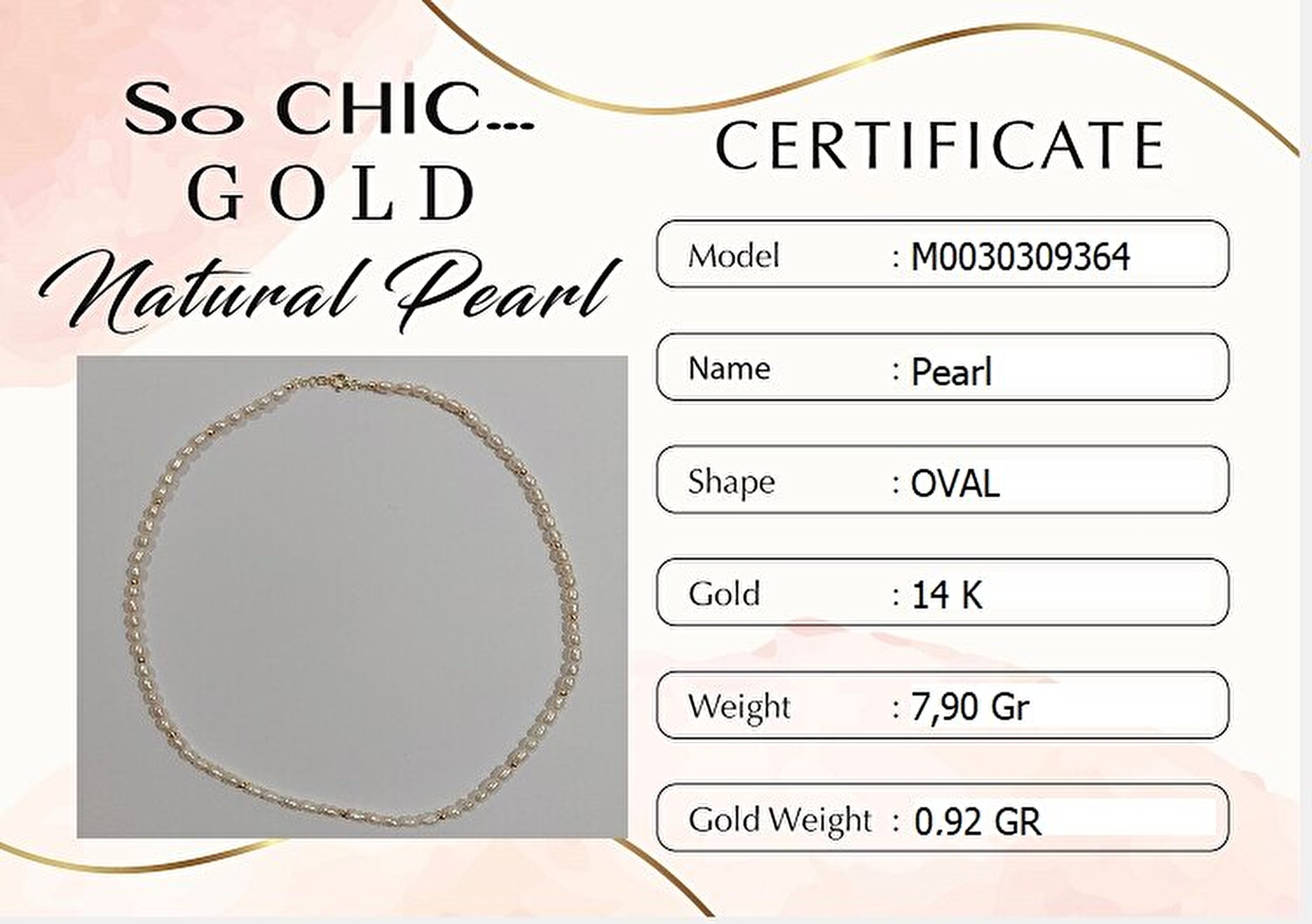 Doğal İnci Taşlı 43 Cm 14 Ayar Altın Kolye - 2