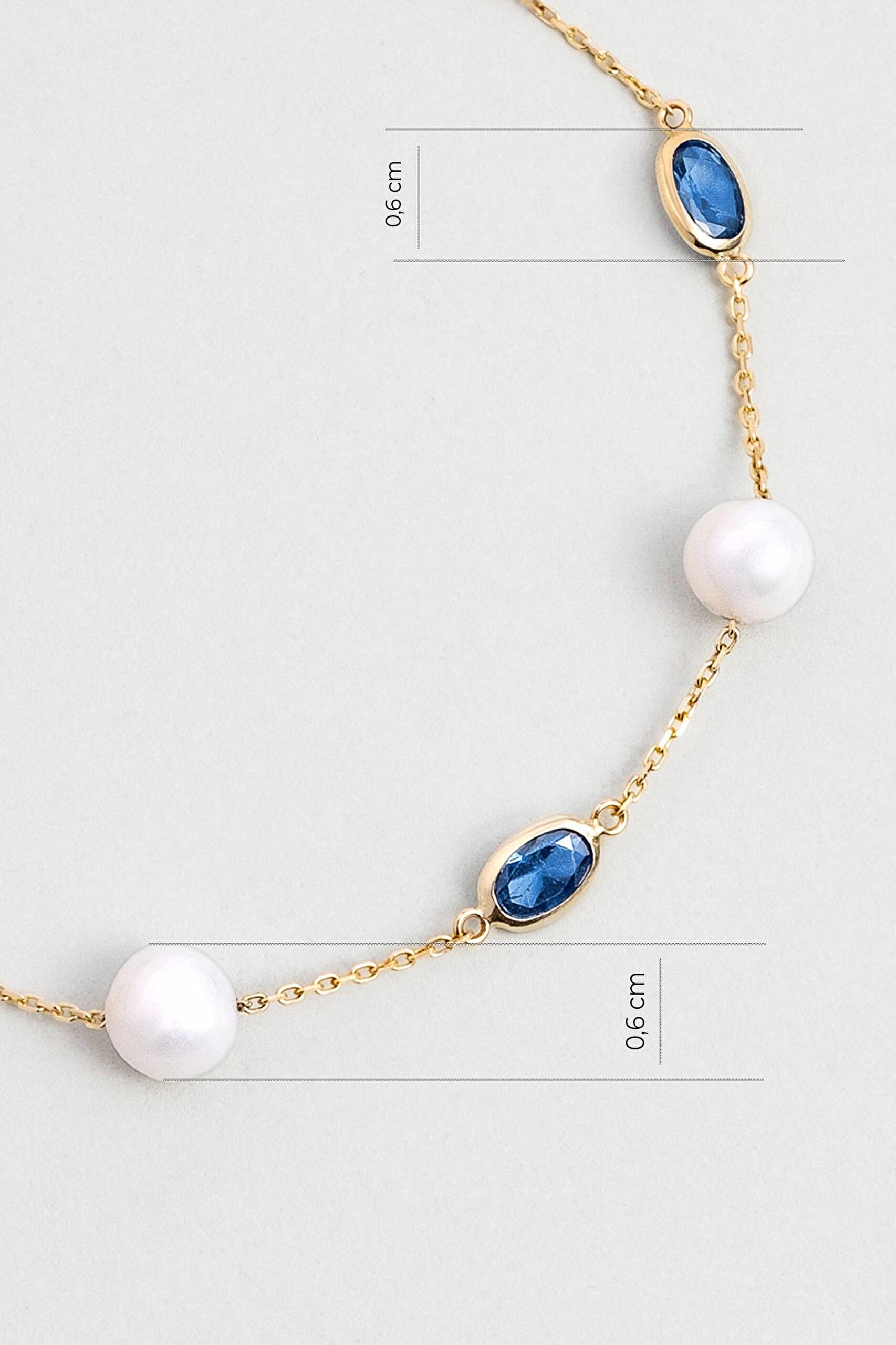 ⁠ Doğal İnci Işıltısı 14 Ayar 19 Cm Sarı Altın Bileklik_2}