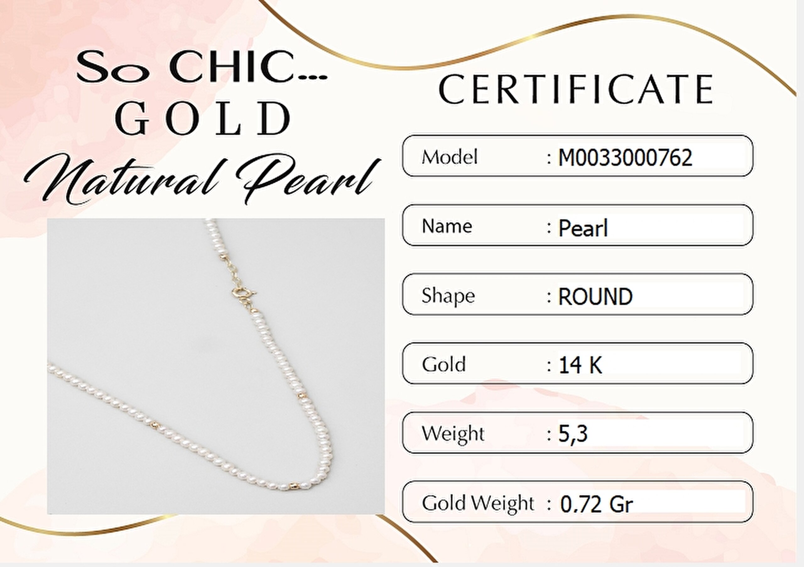 ⁠ Doğal İnci Taşlı 43 Cm 14 Ayar Sarı Altın Kolye_5}