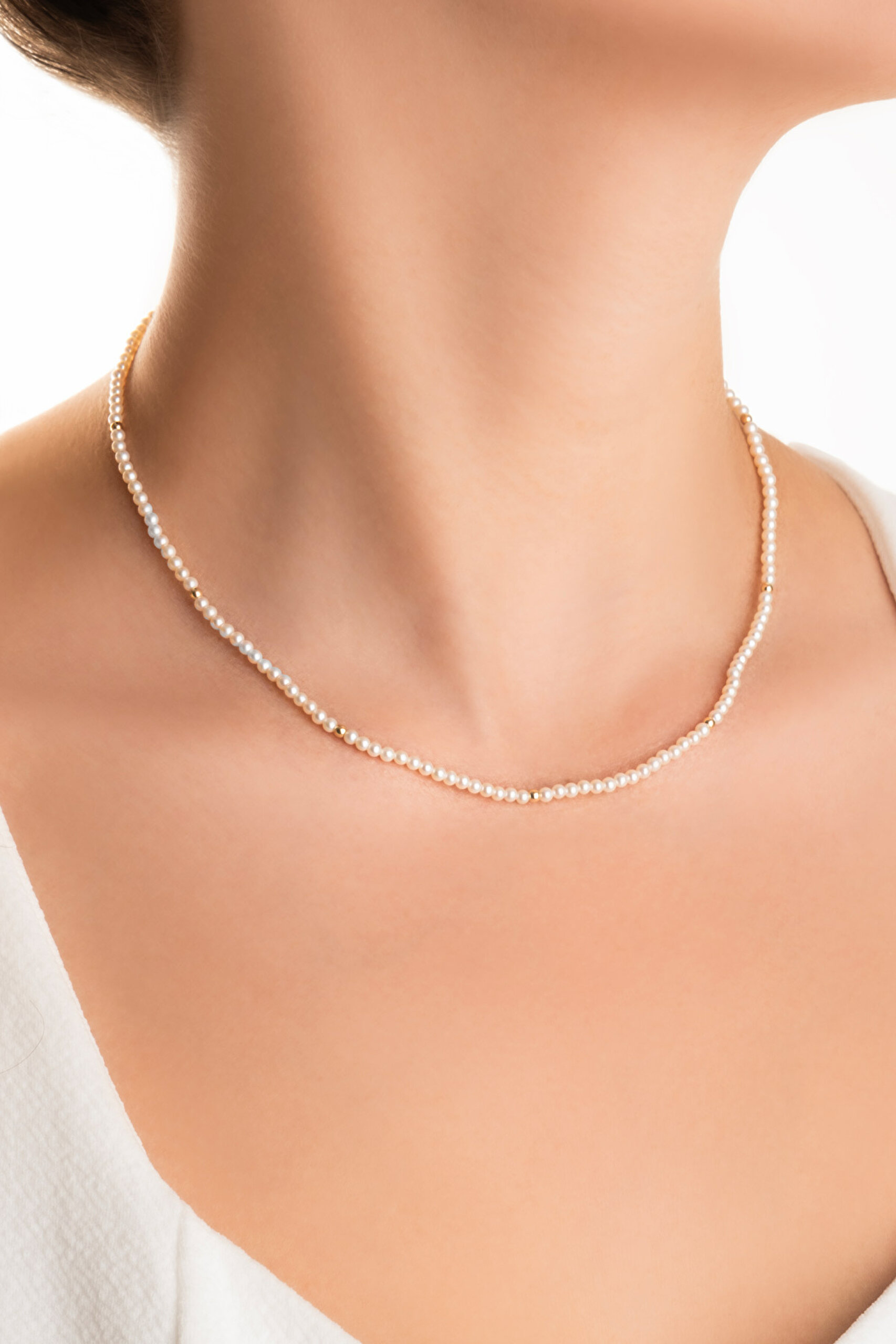 ⁠ Doğal İnci Taşlı 43 Cm 14 Ayar Sarı Altın Kolye_1}