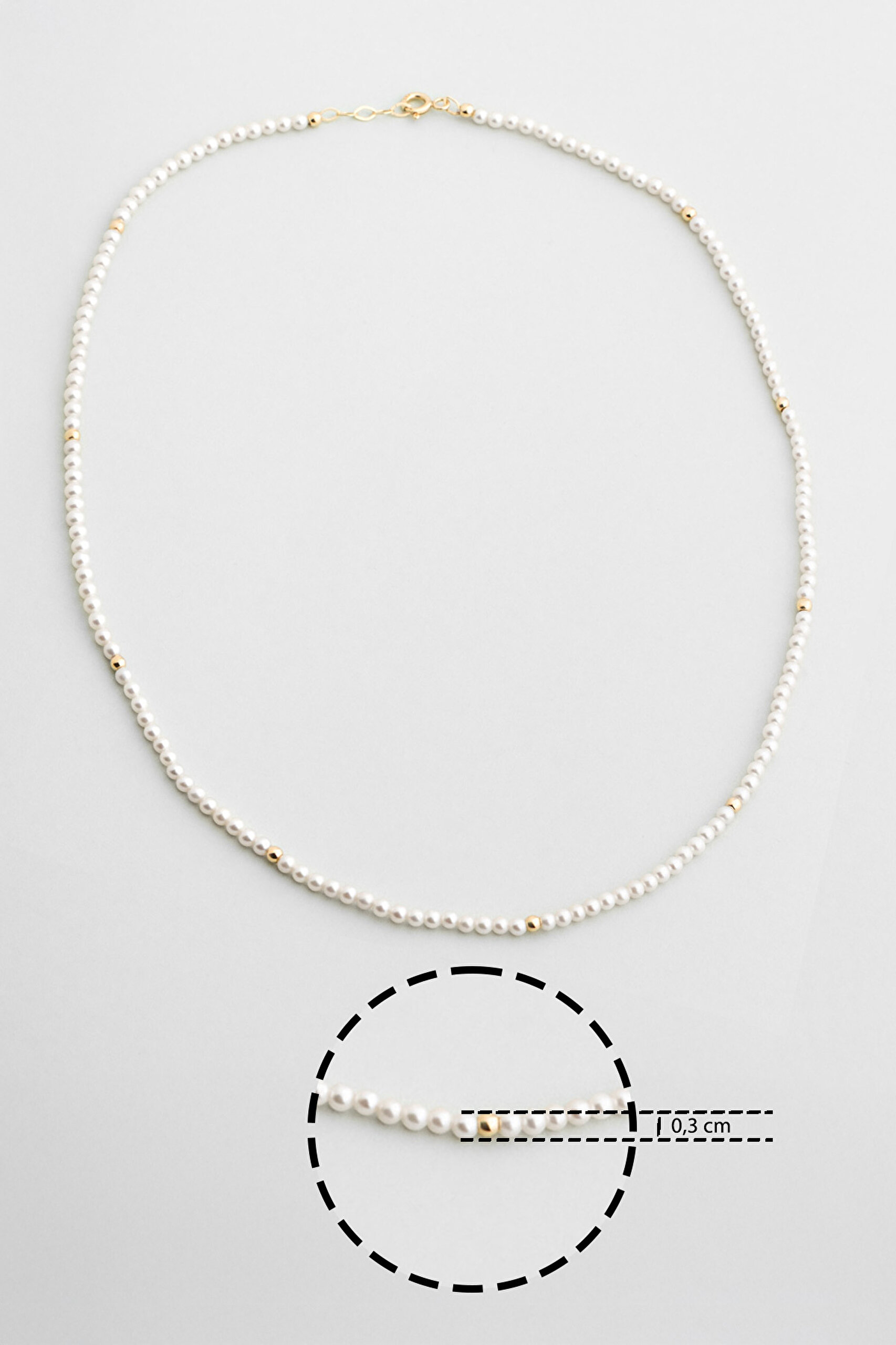 ⁠ Doğal İnci Taşlı 43 Cm 14 Ayar Sarı Altın Kolye_2}