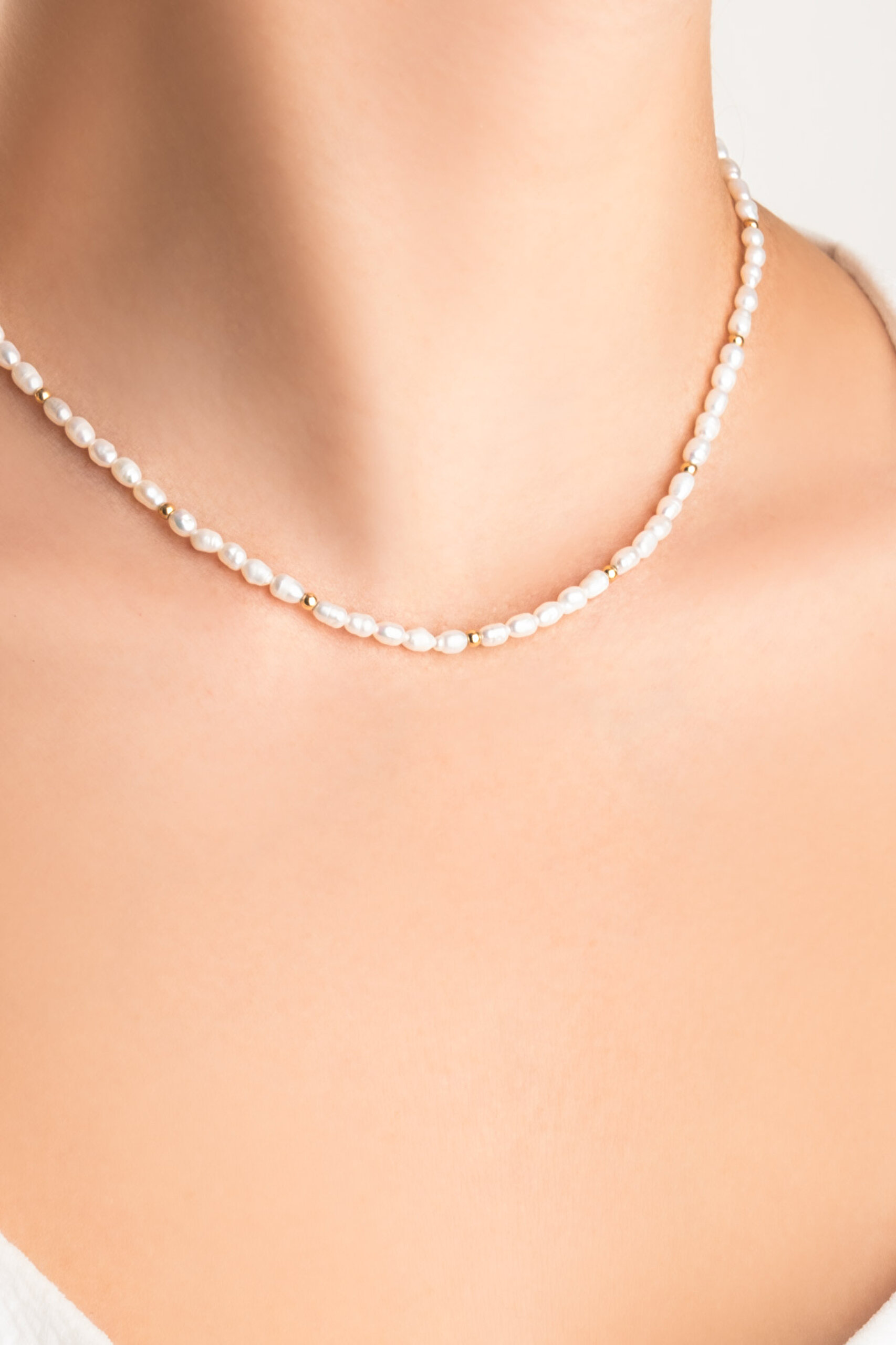 ⁠ Doğal İnci Taşlı 42 Cm 14 Ayar Sarı Altın Kolye_1}